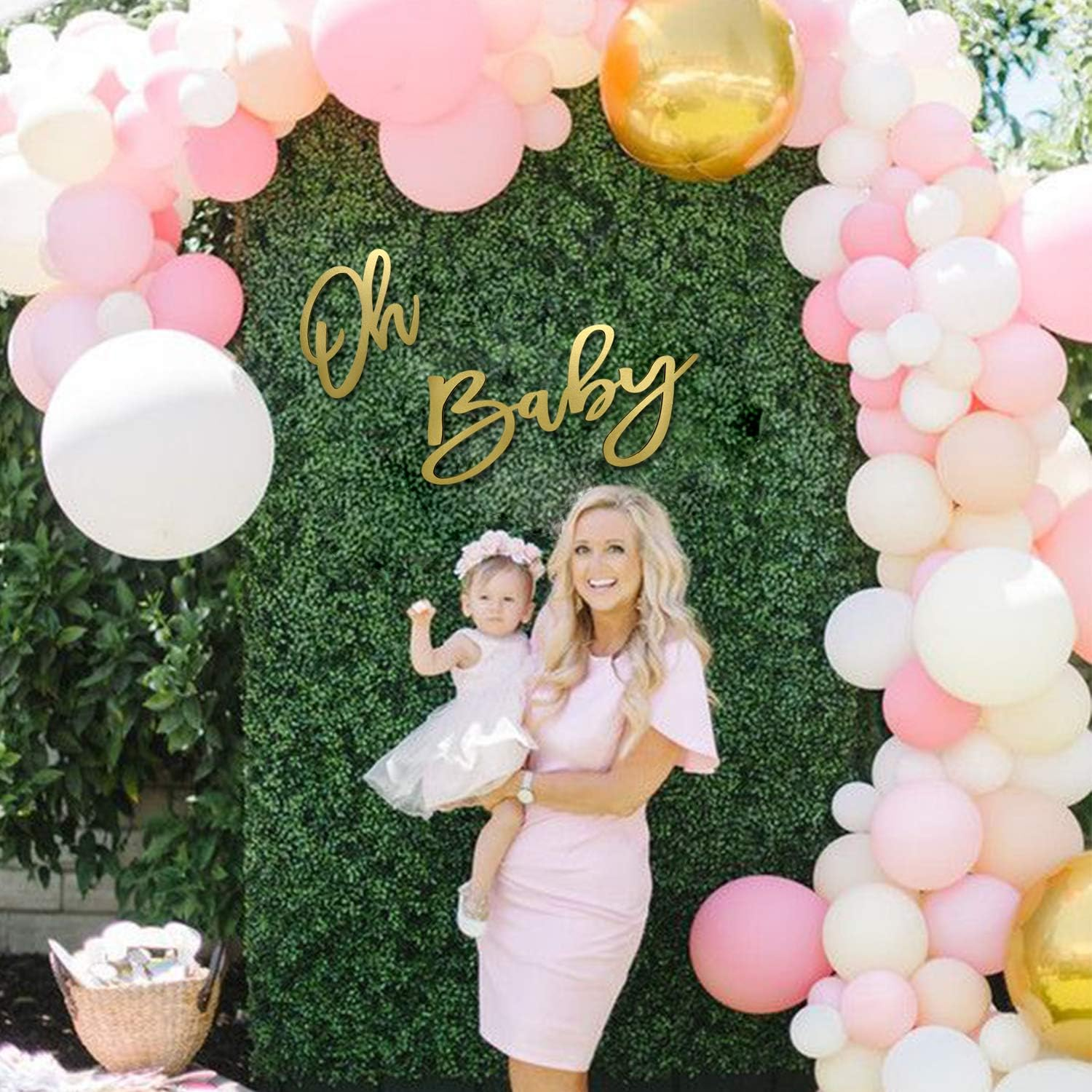 Wooden Baby Shower Sign with Gold Painted, Perfect Baby Shower Party Banner for Baby Shower Boy/Girl Decorations Gender Reveal Backdrop Party Photography Background image number 4