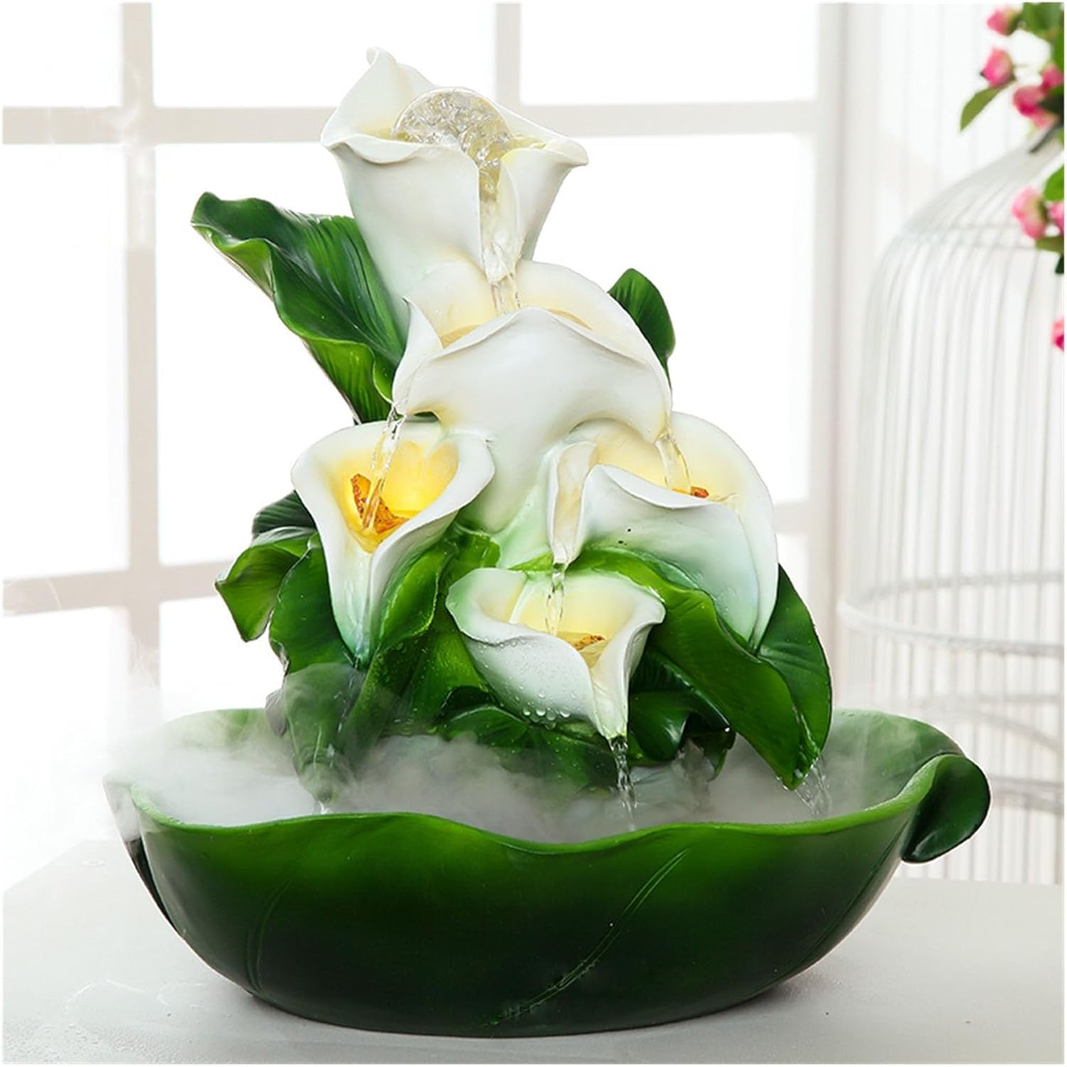 Outdoor Fountain Waterfall Fountain Indoor Water Calla Lily Creative Relaxation Home Decor image number 5