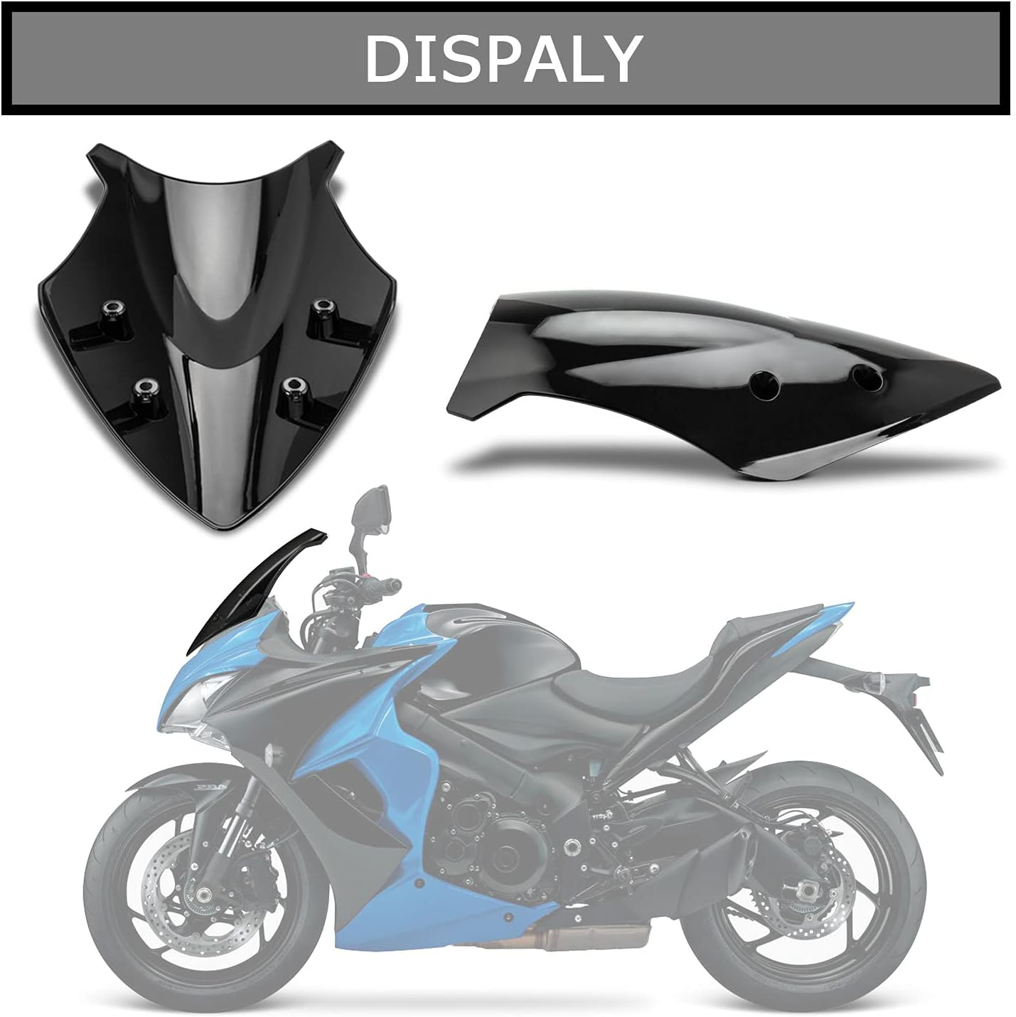 Windshield Windscreen Double Bubble for GSXS1000 GSXS1000F 2015-2021(Black) image number 3