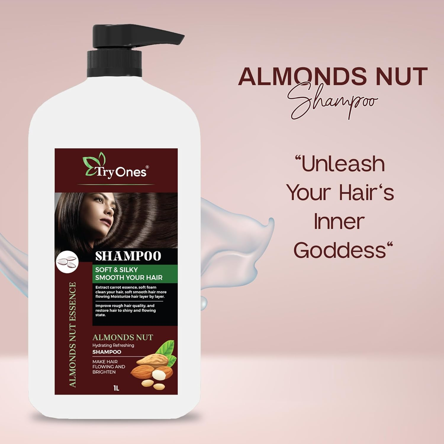 Almond Nut Hair Shampoo Thick and Glossy Shampoo|For Gorgeous Shiny Hair |With the Goodness of Badam Shampoo_1000_Ml image number 2