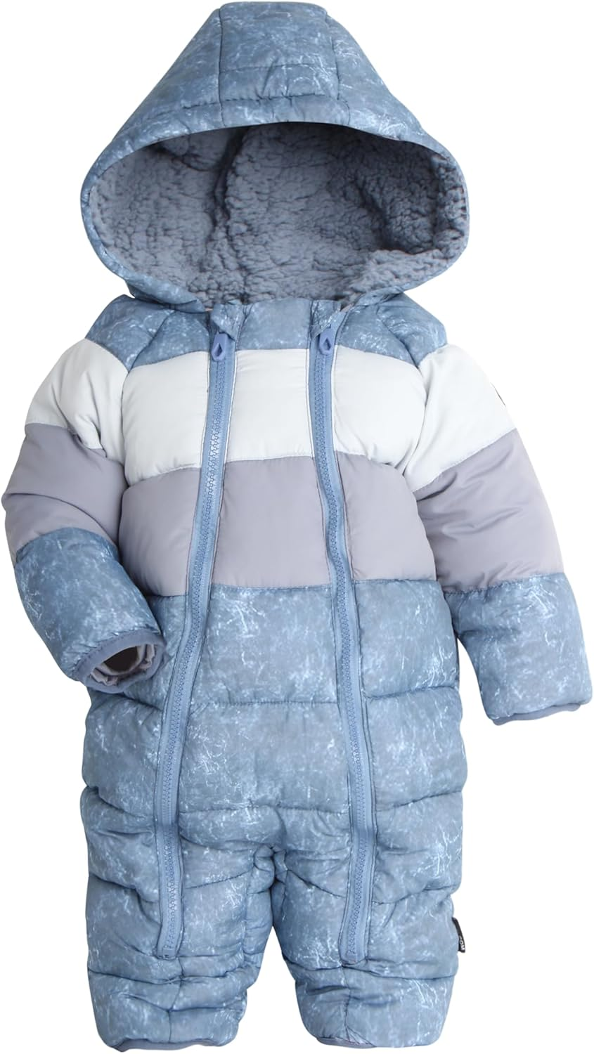 Volcom Baby Boys Snowsuit Hooded Fleece Lined Warm Winter Jumpsuit Zip Snow Pram for Newborns and Infants (3-24M), Size