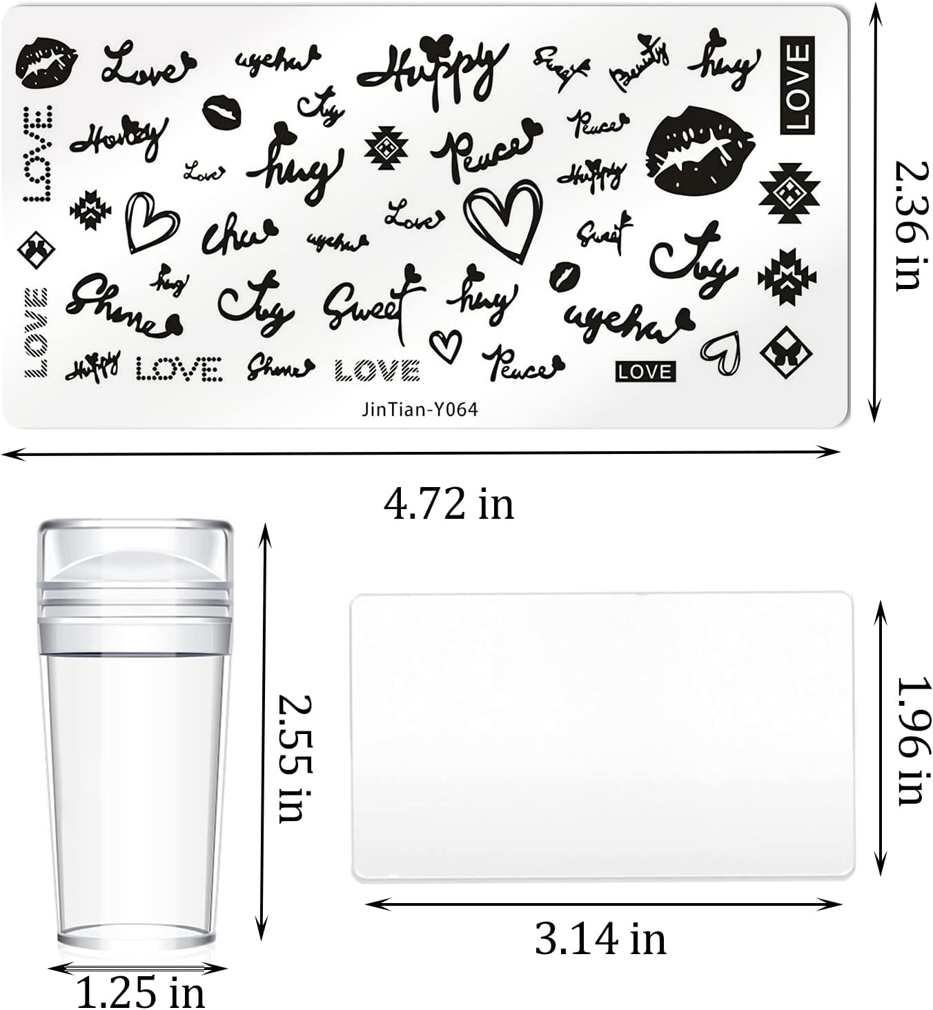 6PCS Valentine Nail Stamping Plates Kit with 1PCS Stamper & Scraper, Heart Nail Art Stamp Templates with Heart Lips Diamond Love Design for DIY Valentine'S Day Nail Decoration image number 6