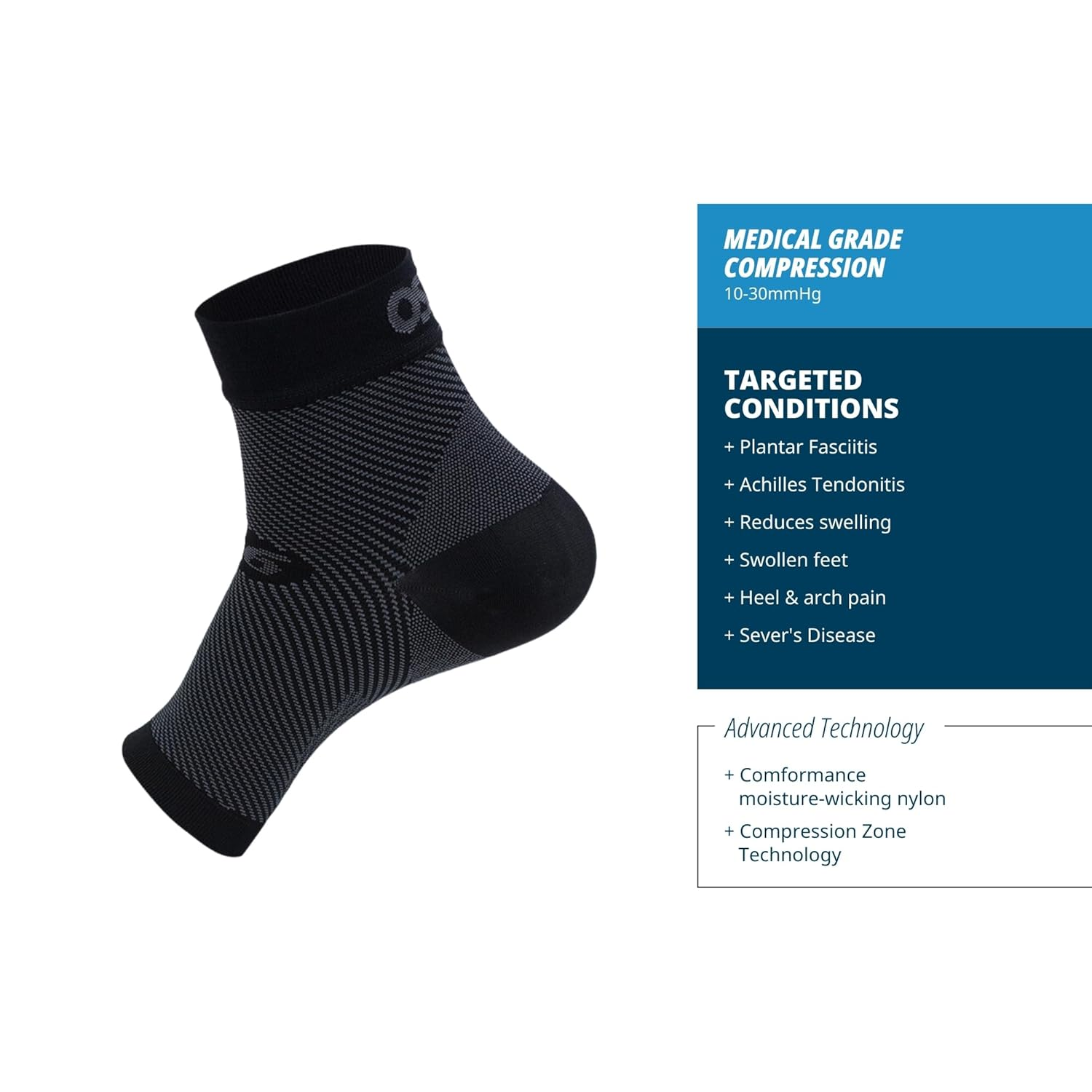 Os1St FS6 Performance Foot Sleeve for Plantar Fasciitis Relief Single Sleeve (Medium) image number 5