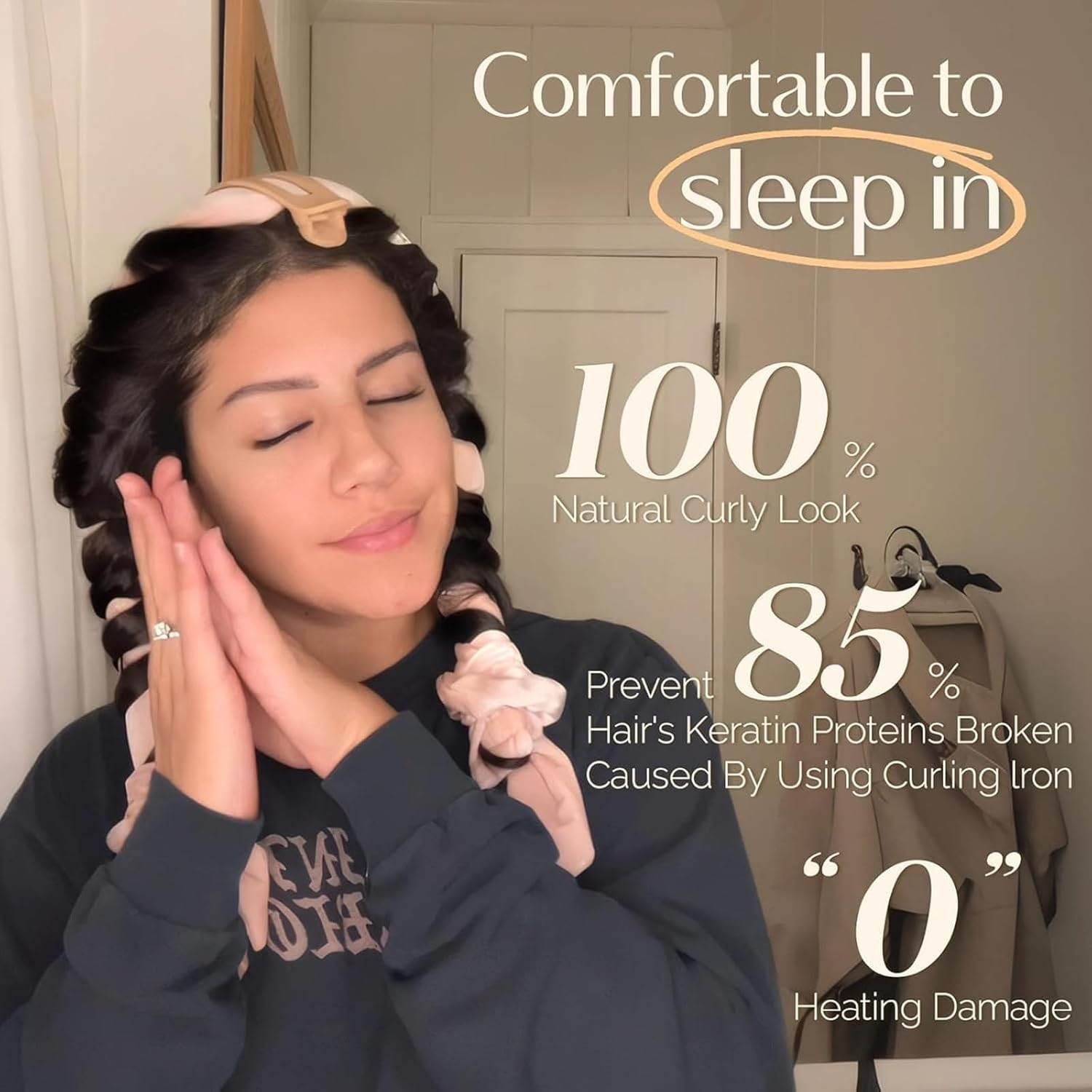 Velvet Heatless Curls Headband, No Smell, Hair Curlers to Sleep In, for Long and Medium Hair (BROWN, 1 Count) image number 6