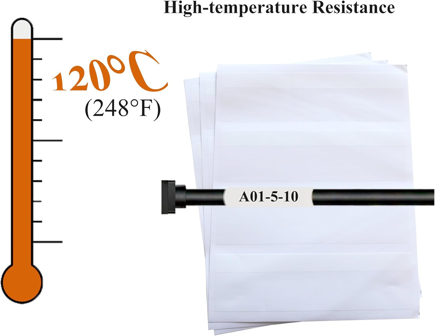 Mr-Label Self-Laminating Wrap around Cable Labels - Letter Sheet Laser Printer Only - for Wire Marking Identification (25 Sheets (800 Labels), 5 Assorted Color) image number 4