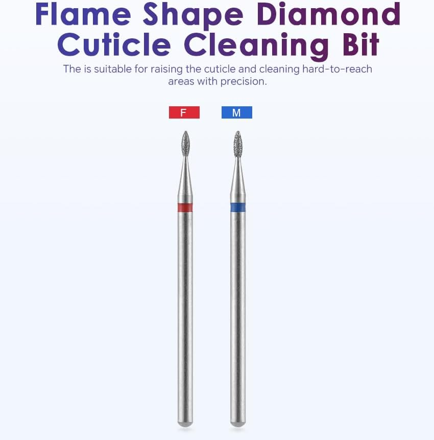 Siyuwuro 10Pcs Cuticle Nail Drill Bits Flame Shape 3/32'' Safety Carbide Nail Drill Bits Professional Manicure and Pedicure Drill Bits for Cuticle Dead Skin Nail Prep image number 3