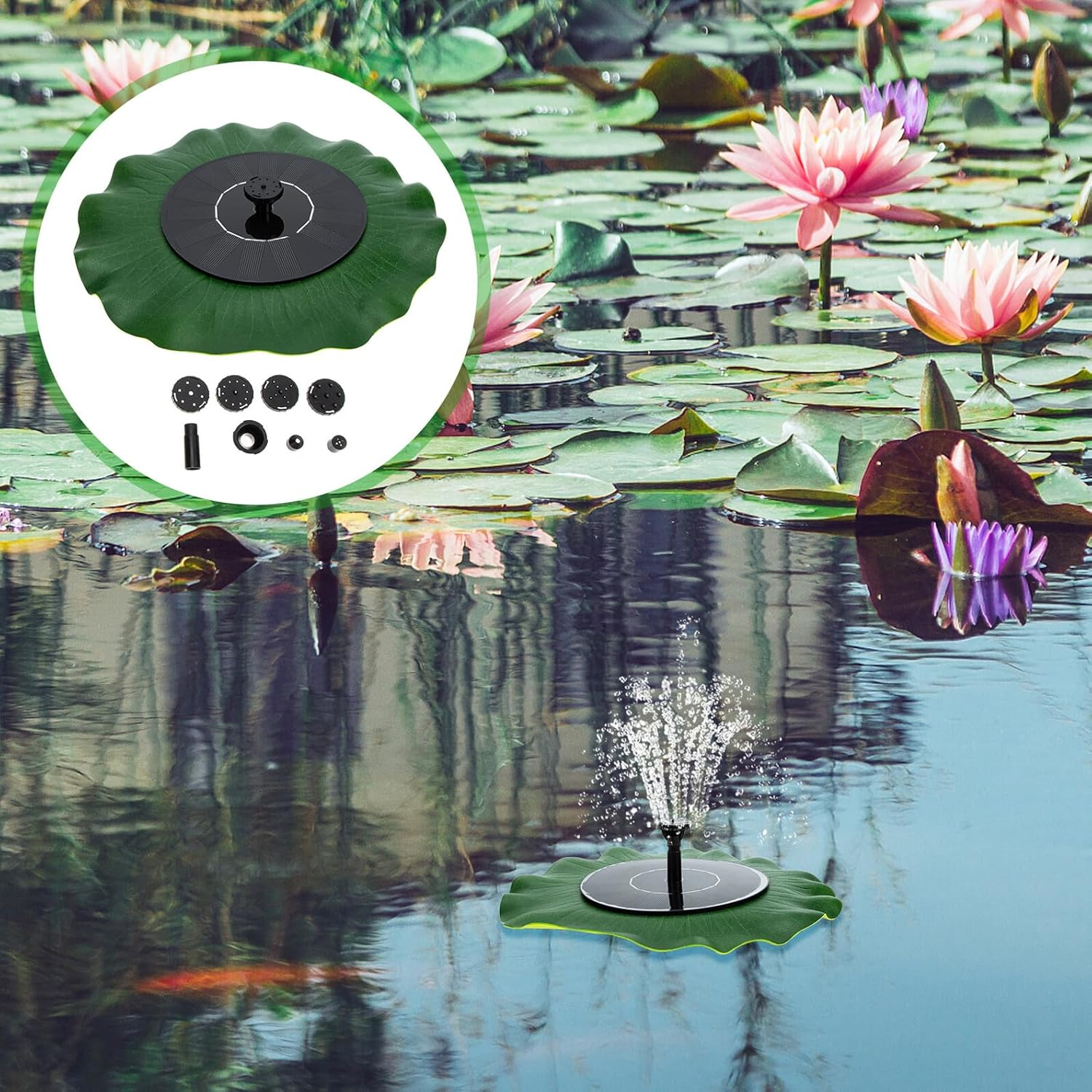 Solar Water Fountain Kit Solar-Powered Pump Outdoor Garden Decoration Energy-Saving Floating Micro Fountain for Water Features image number 6