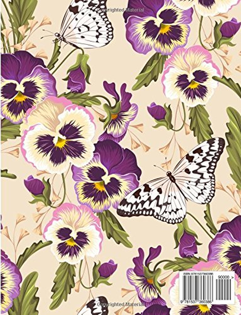 Victorian Pansies Notebook: Pansy Flowers Botanical Notebook Journal (8.5 X 11)