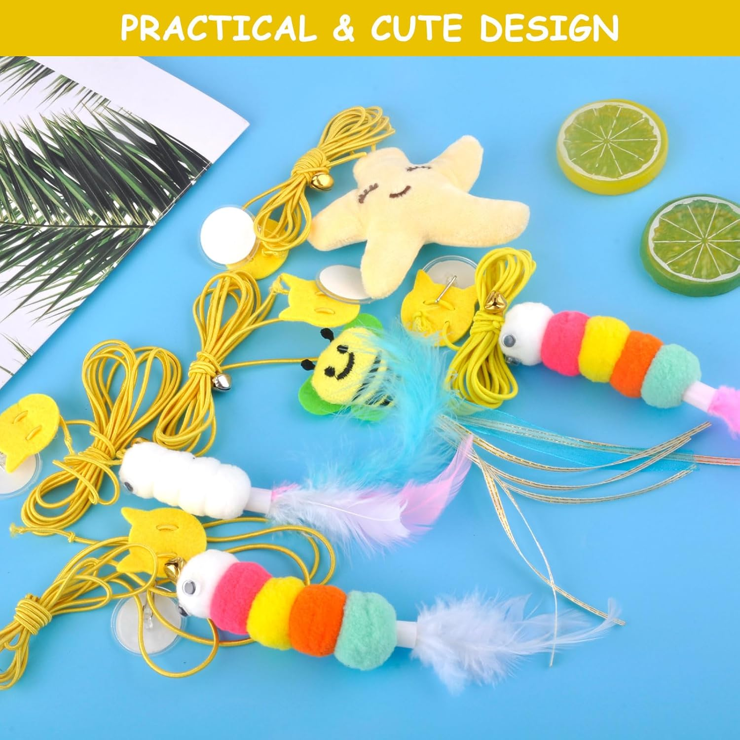 TNSLAND Interactive Cat Toy, Pack of 8 Cat Toy, Self-Employment Hanging Door Frame, Hanging Cat Toy with Bell and Feathers Teaser for Kittens Chase image number 3