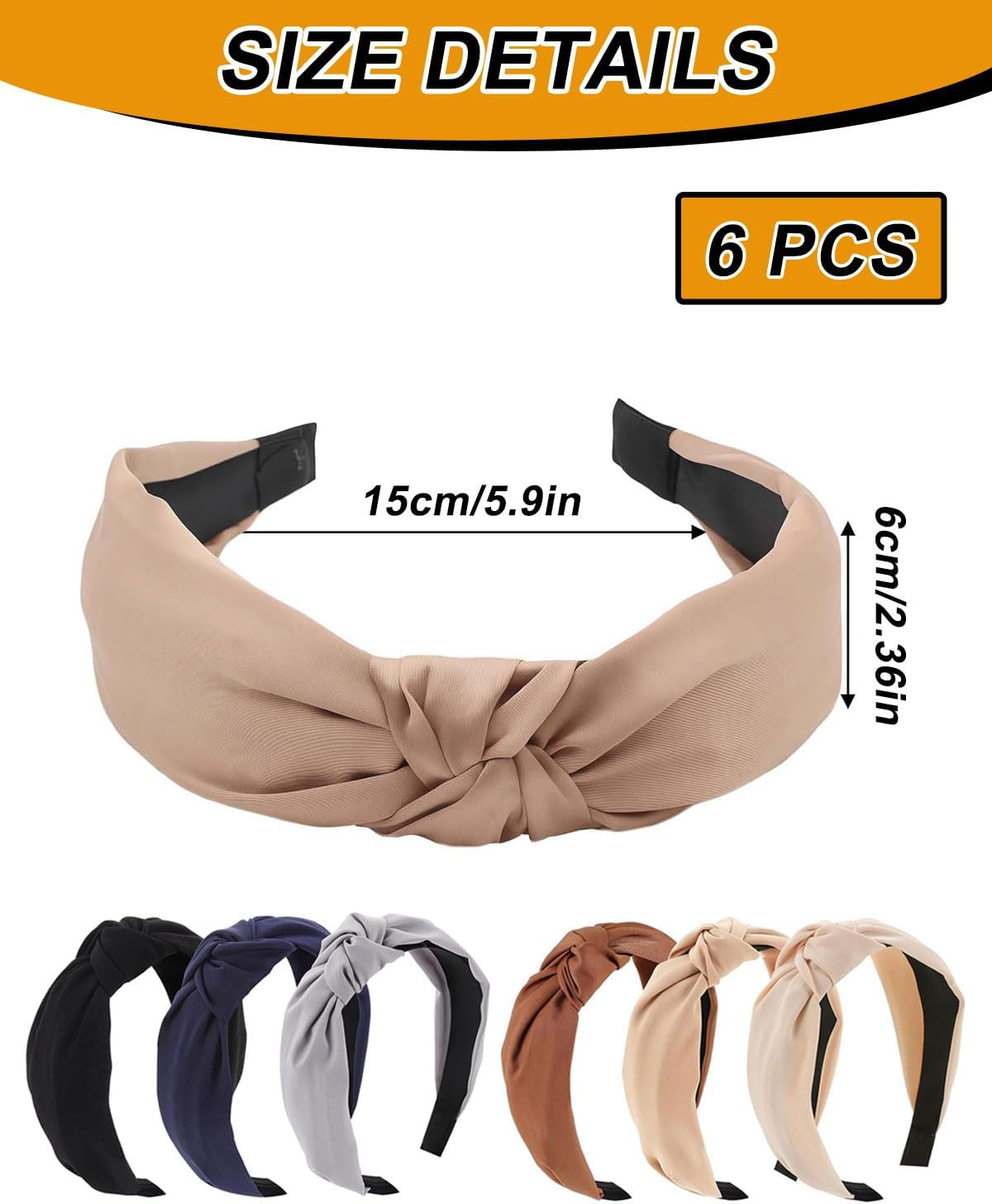 JUKOTA Pack of 6 Women'S Headbands, Knotted Headbands, Make-Up, Non-Slip Headband for Women and Girls image number 1