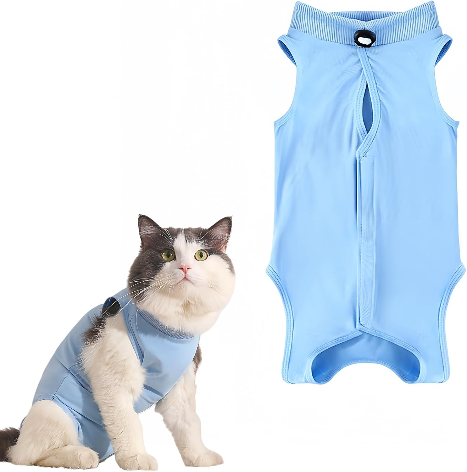 Cat Bodysuit after Surgery Body for Cats Clothing Anti-Licking for Abdominal Wounds Soft Blue M Code Number after Surgery Wear E-Collar Alternative for Cat, Abdominal Wounds or Skin Diseases image number 6