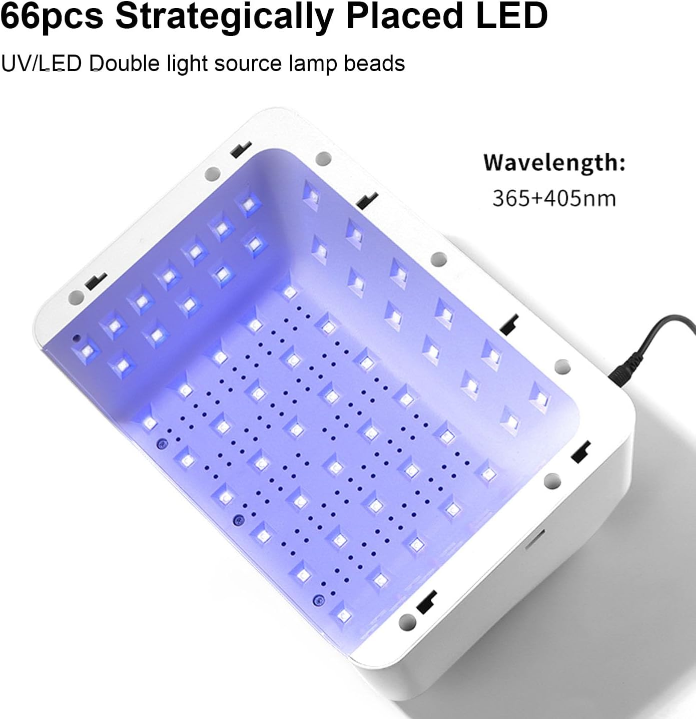 72W UV LED Nail Lamp with PU Leather Nail Arm Rest for Polygel, Gel Polishes, Gel Nail Dryer with 66 Light Beads, Led Nail Light for Gel Nails with Automatic Sensor & 4 Timers Detachable Tray image number 5