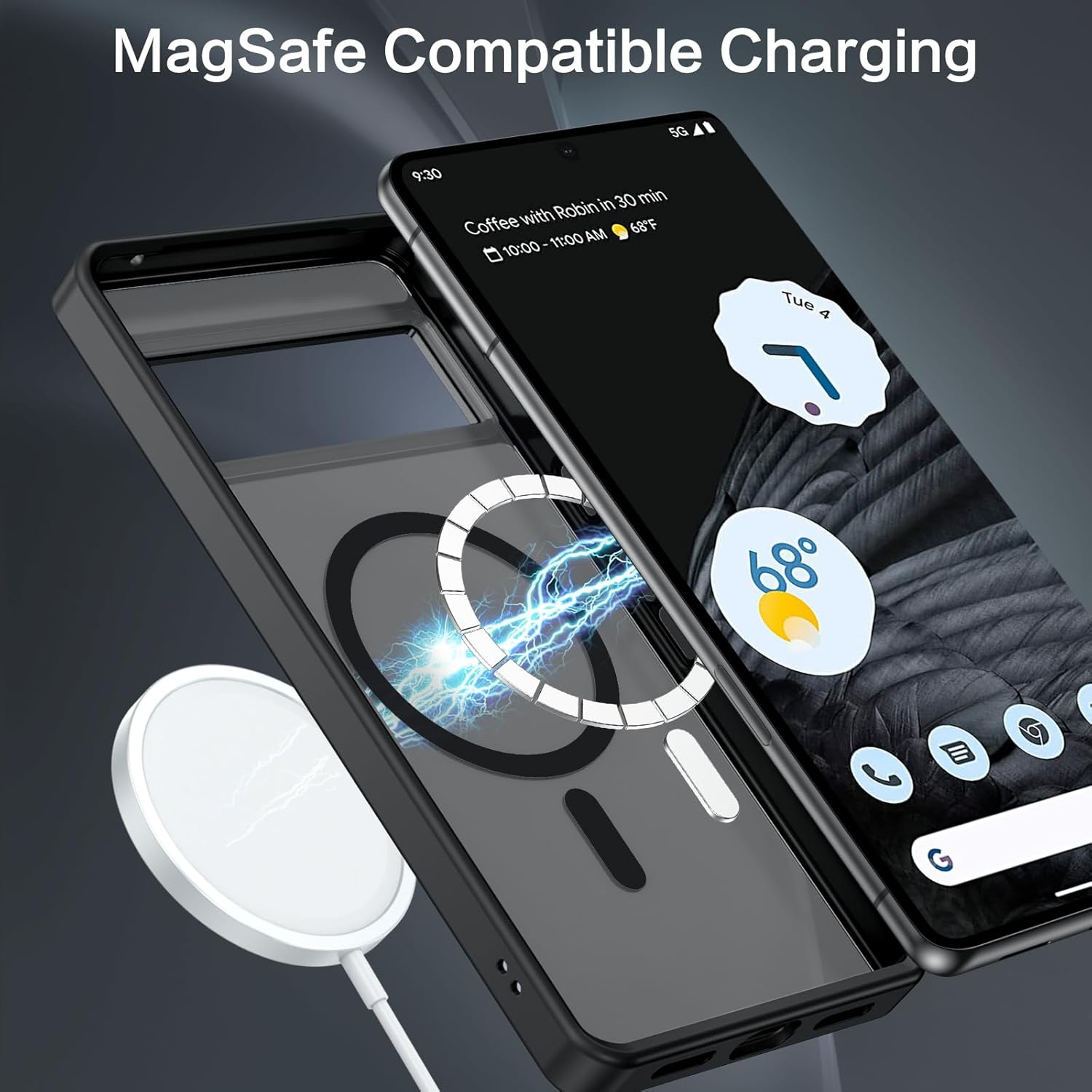 BENTOBEN Google Pixel 7 Pro Case [Magsafe Compatible] Translucent Matte Slim Thin Shockproof Protective Phone Case for Google Pixel 7 Pro 6.7" 2022, Black