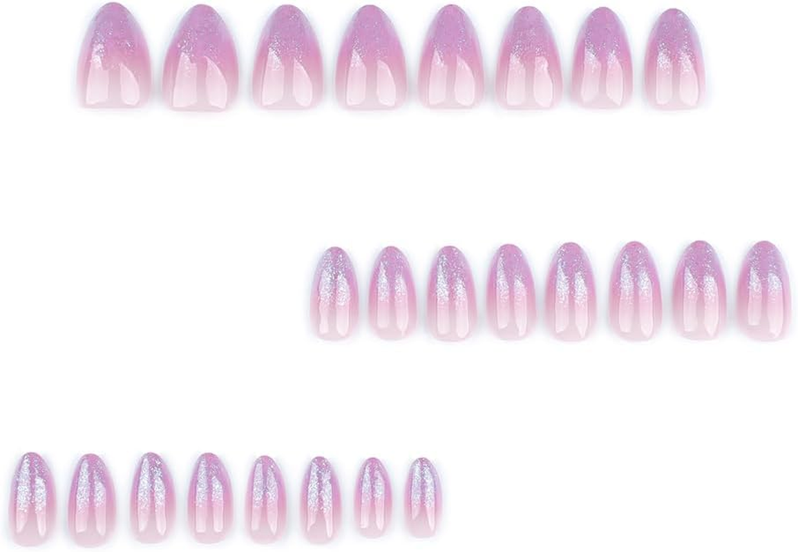 Press-On Nails Set, 24 Pieces Square False Nails for Sticking, Acrylic Fingernails (Flash Powder, Short) image number 3