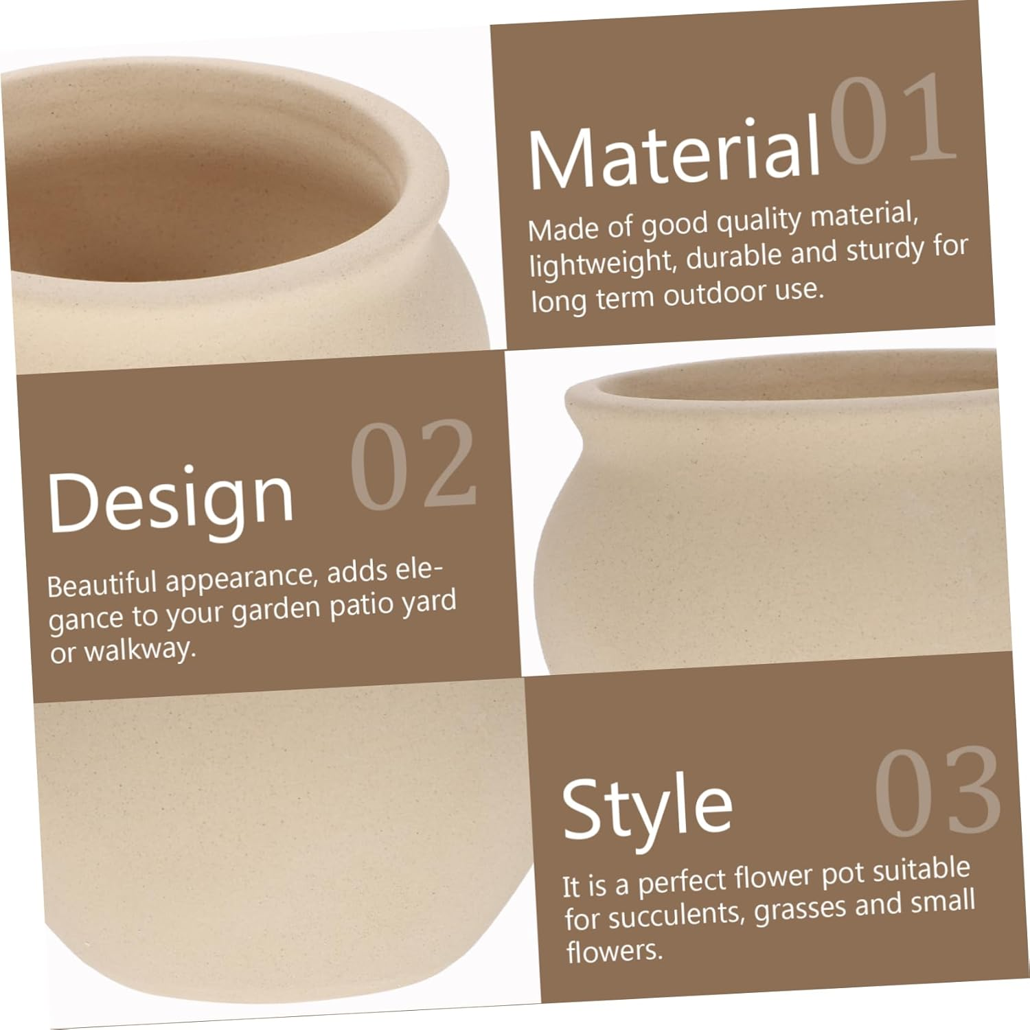 INOOMP 2Pcs Ceramic Flower Planting Pots Household Garden Supplies for Desktop Indoor Garden Decoration image number 3