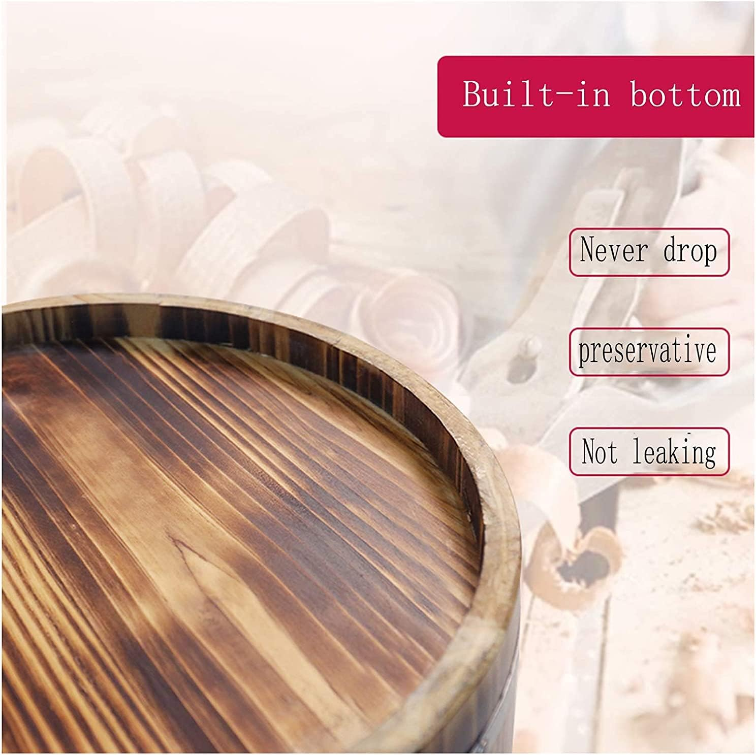 Wood Foot Bath Bucket Wooden Foot Basin Household Foot Bath Tub Wood Pedicure Barrels Foot Basin 24Cm High Footbath Bucket Spa Massage Improve Sleep Middle- Aged and Elderly Health Care Gift (Color: image number 4