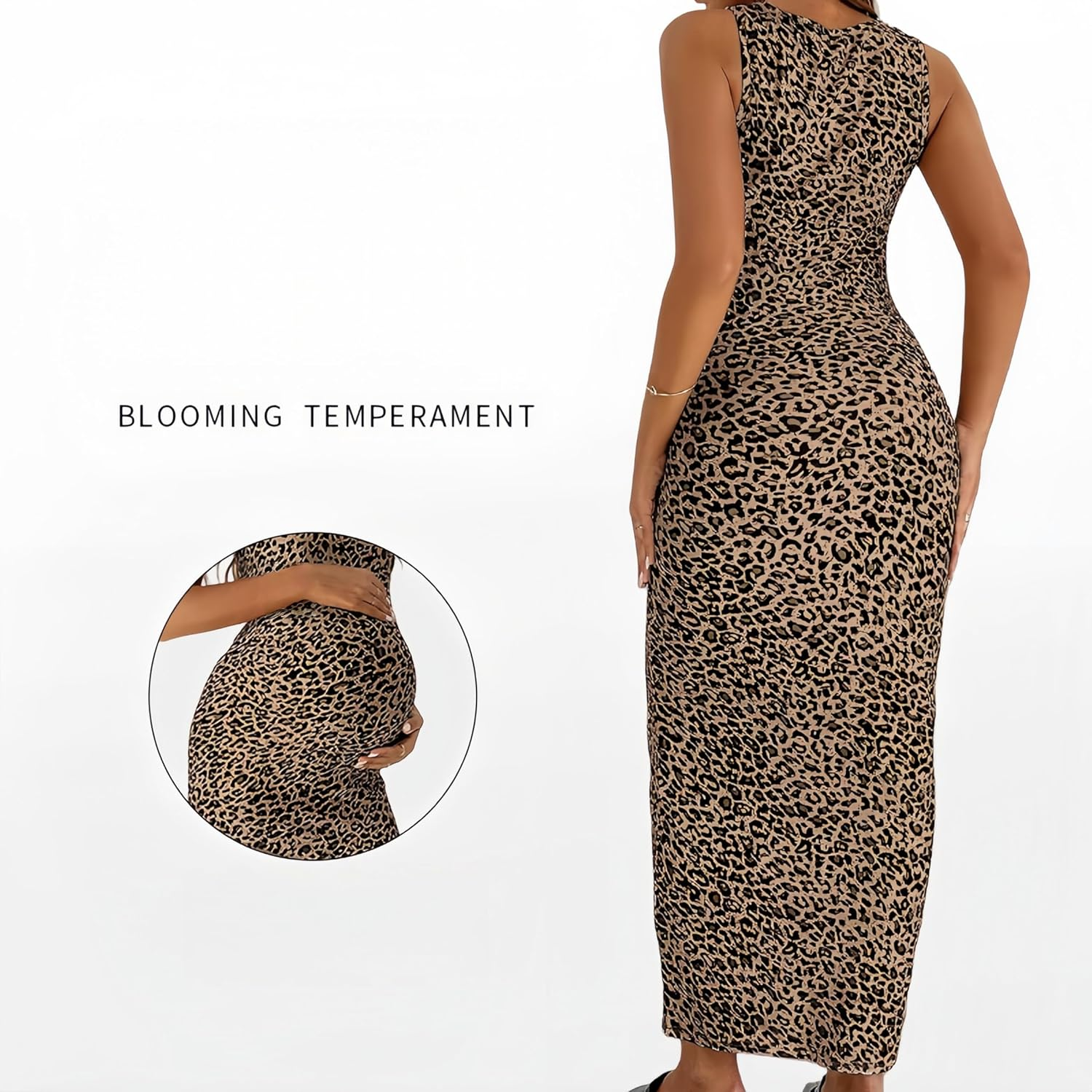 Leopard Print Maternity Jumpsuit Dress for Pregnant Women - Stylish and Comfortable image number 4