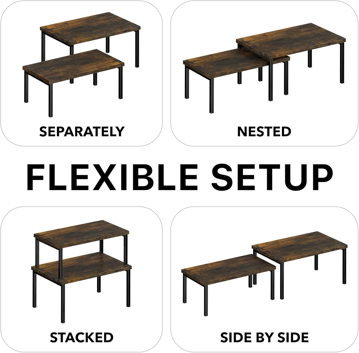 Simple Houseware Stackable Kitchen Counter Shelf, Set of 2, Rustic Brown image number 3