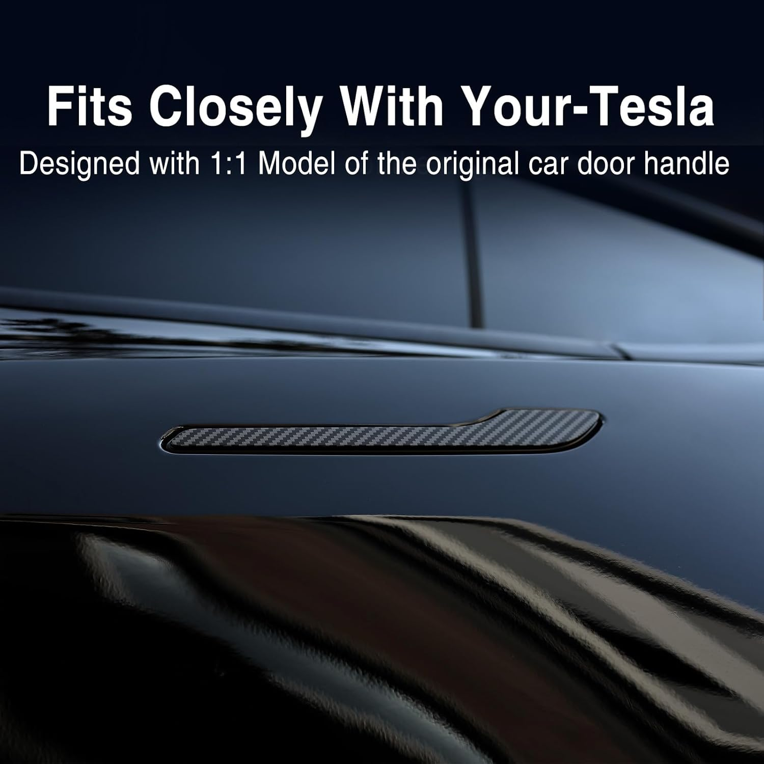 For Tesla Door Handle Sticker anti Scratch for Tesla Car Doorhandle Wrap for Model 3/Y Accessories 4PCS Door Handle Protective Tesla Accessories (Matte Carbon Fiber Textures) - Blue image number 2