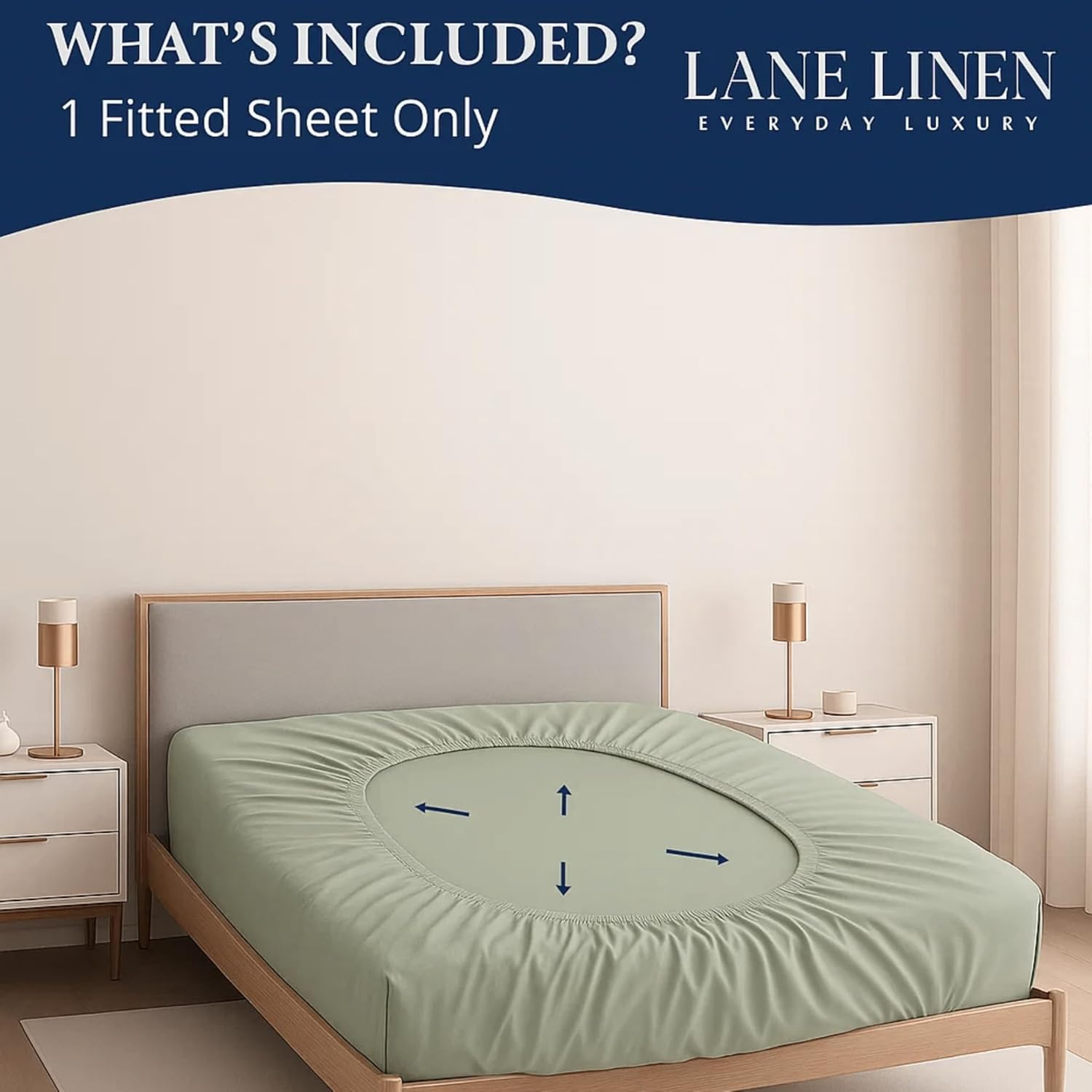 Lane Linen Fitted Sheet Super King &ndash; 1000 Thread Count Egyptian Cotton, Deep Pocket 38 Cm, Soft Touch & Premium Quality &ndash; Hotel Style Bedding - Mineral image number 6