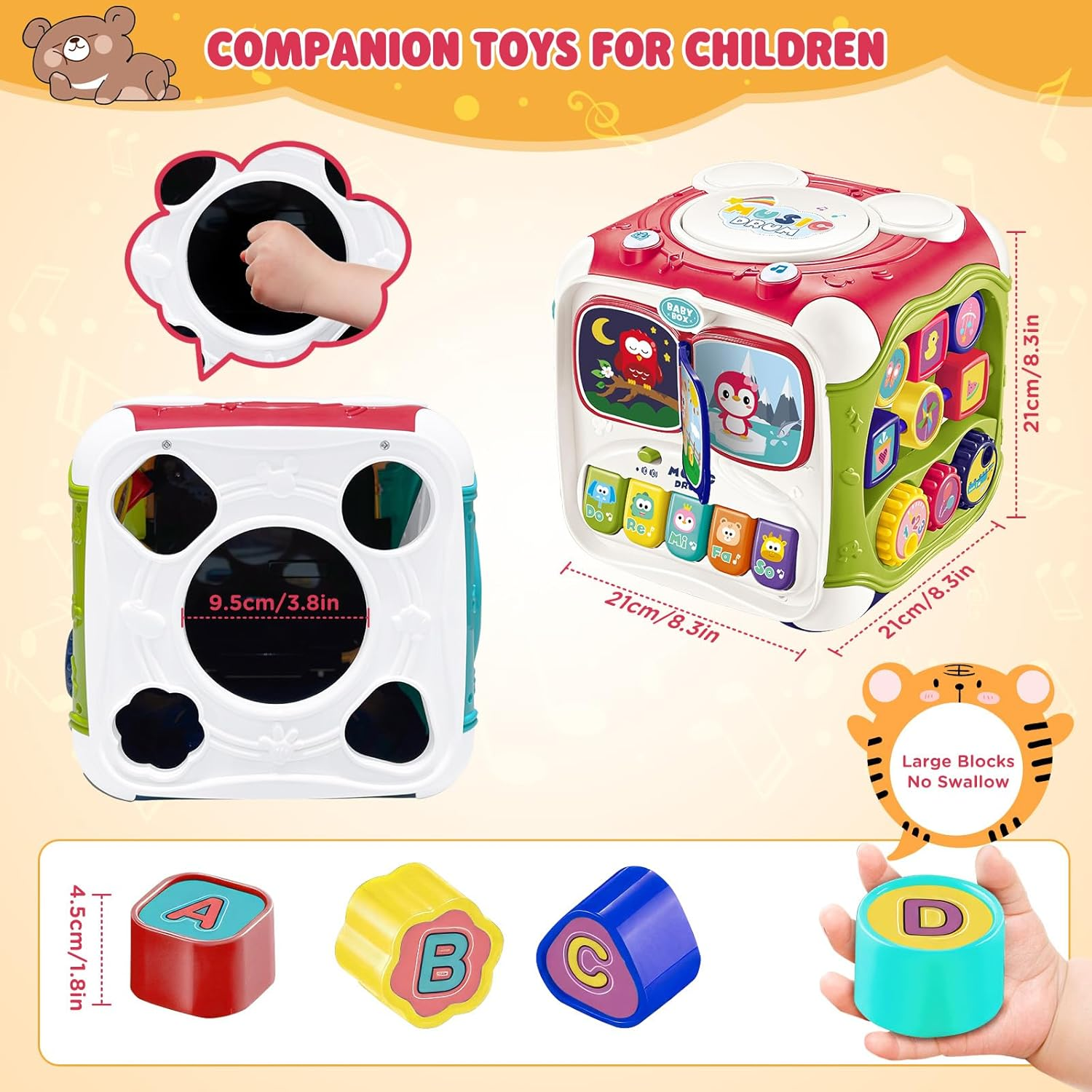 Activity Cube - Musical Toys for Toddlers, [2025 New] 6-In-1 Learning Resources Toys with Shape Sorter/Alphabet/Sounds/Led Lights, Montessori Educational Toys for 18+ Months Boy Girl Gifts image number 1