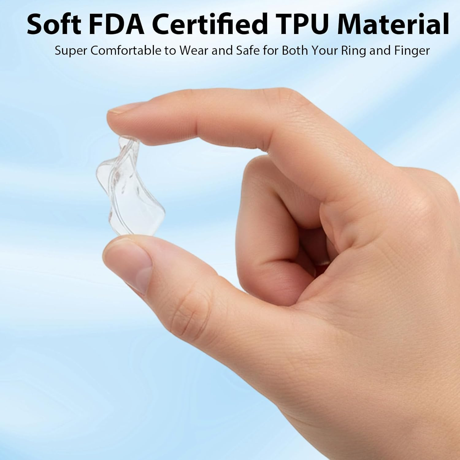 Ring Size Adjuster for Loose Rings, 8 Ring Pads and 12 Transparent Spring Cords in 4 Sizes, Comfortable Fit for Oversized Rings, Skin-Friendly Solution for Sensitive Skin image number 4