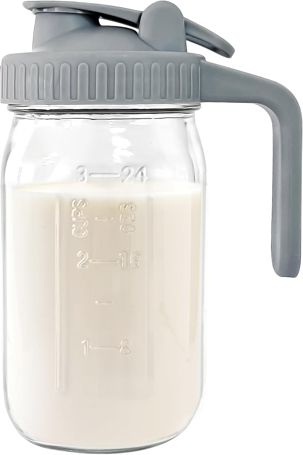Breast Milk Pitcher Jug - 32 Oz Glass Mason Jar Airtight Pitcher with Pour Spout Handle for Breastmilk, Iced Tea, Ice Drinks Storage Container image number 6