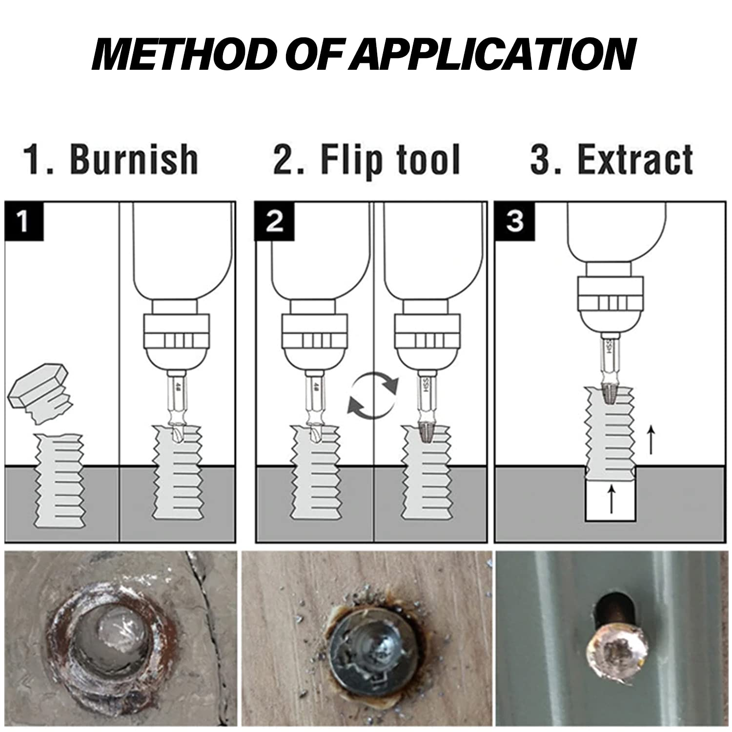 Yotsuba 6Pcs Damaged Screw Extractor Kit, Broken Bolt Remover Set, Removes Stripped Screws in 10 Sec, H.S.S 4341 Steel, 6 Count image number 1