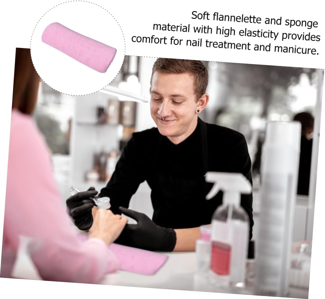 Anneome Nail Art Hand Pillow Removable Washable Towel Flannelette Sponge Arm Rest Cushion for Manicure Nail Techs at Home and Salon image number 1