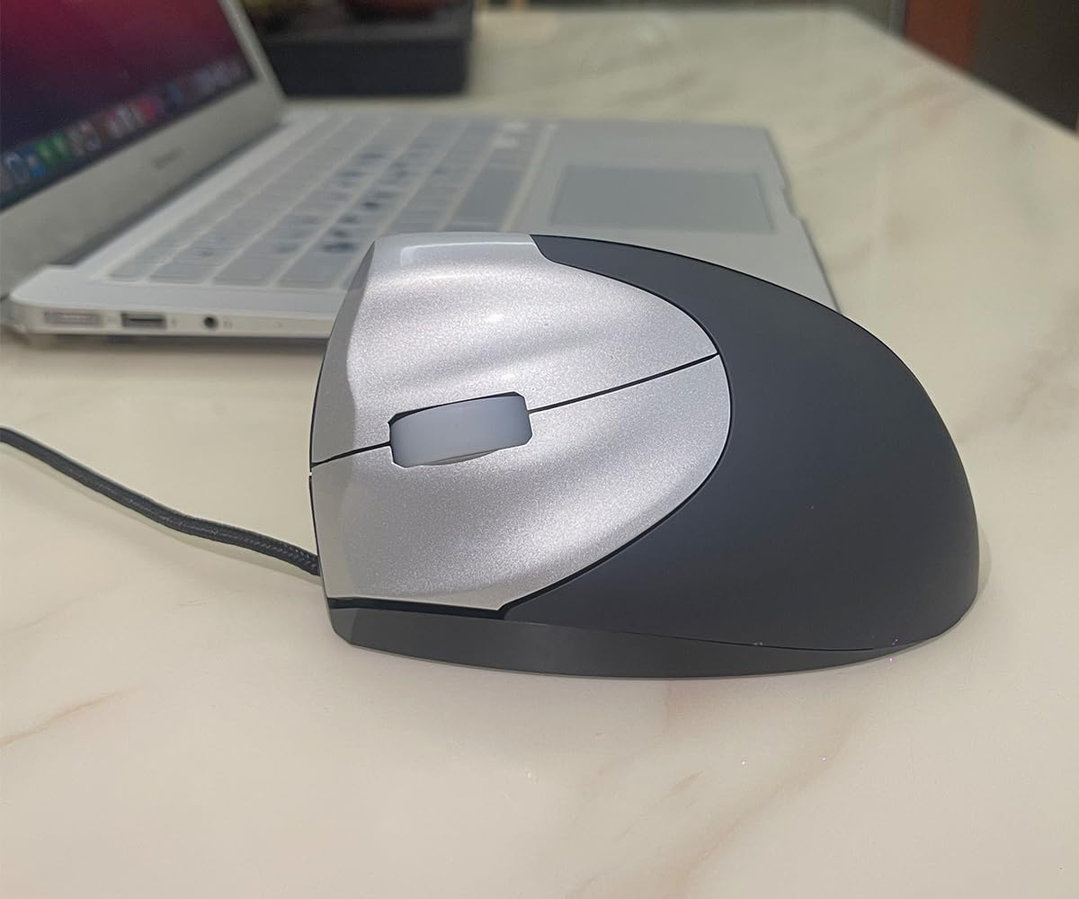 Luolaproject Wired Left Handed Ergonomic Mouse, Reduce Wrist Strain Handshake Optical Vertical Mouse, Compatible with Laptop, Desktop, Windows, Mac