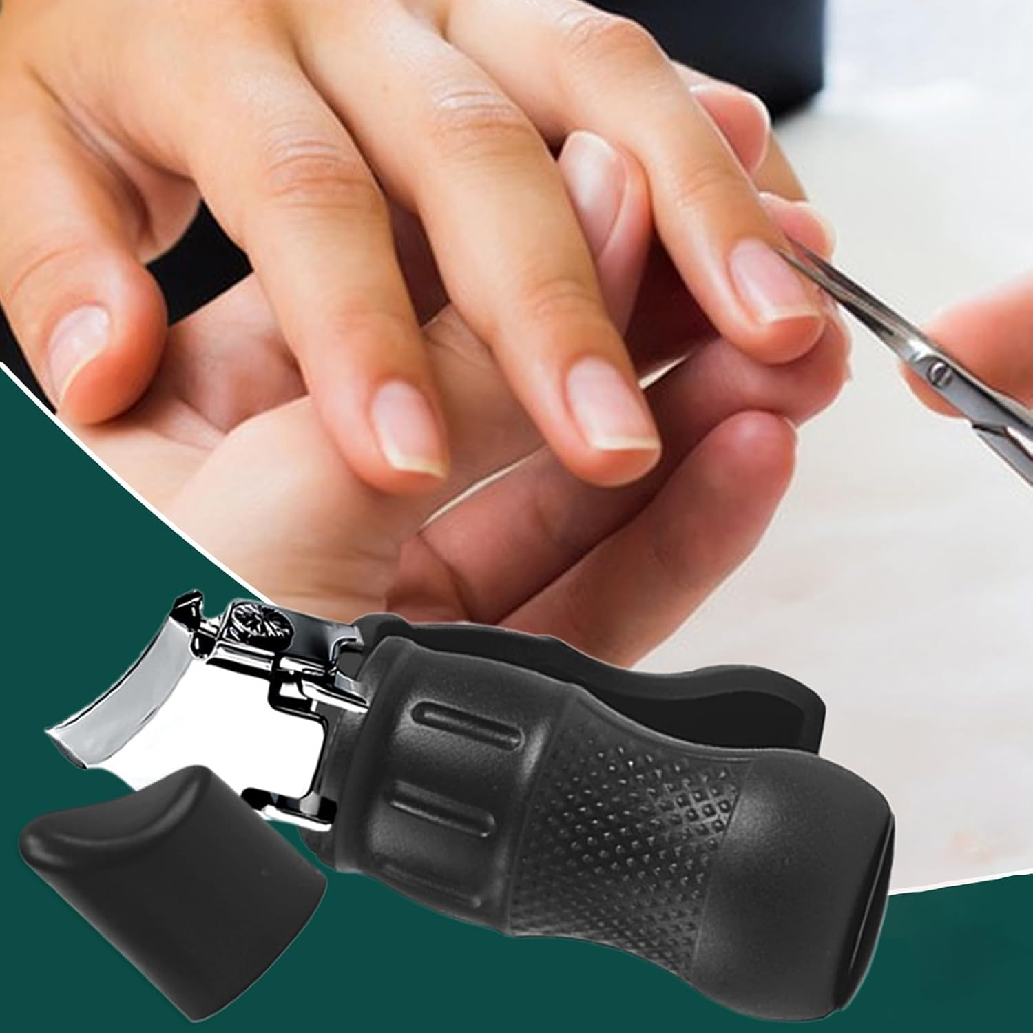 Angled Nail Clippers,Ingrown Nail Clippers - Stainless Steel Cutter Trimmer Heavy-Duty Precision Ergonomic for Men Seniors Women Salon Home Pedicure - Black image number 2