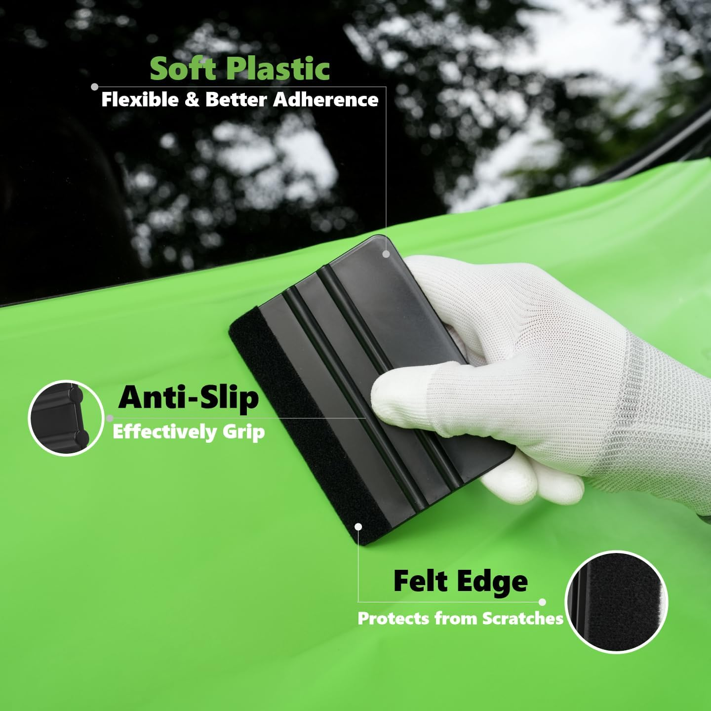 Vinyl Wrap Tools, Kitchen Wrap, Wallpaper Smooth, Cabinet Wrap, Car Window Tint, Cabinet Wrap, Peel & Stick Install, DIY Accessory, Suede Squeegee, Edge Trimmer, Cutter, Utility Knife, Black, 6 in 1 image number 4