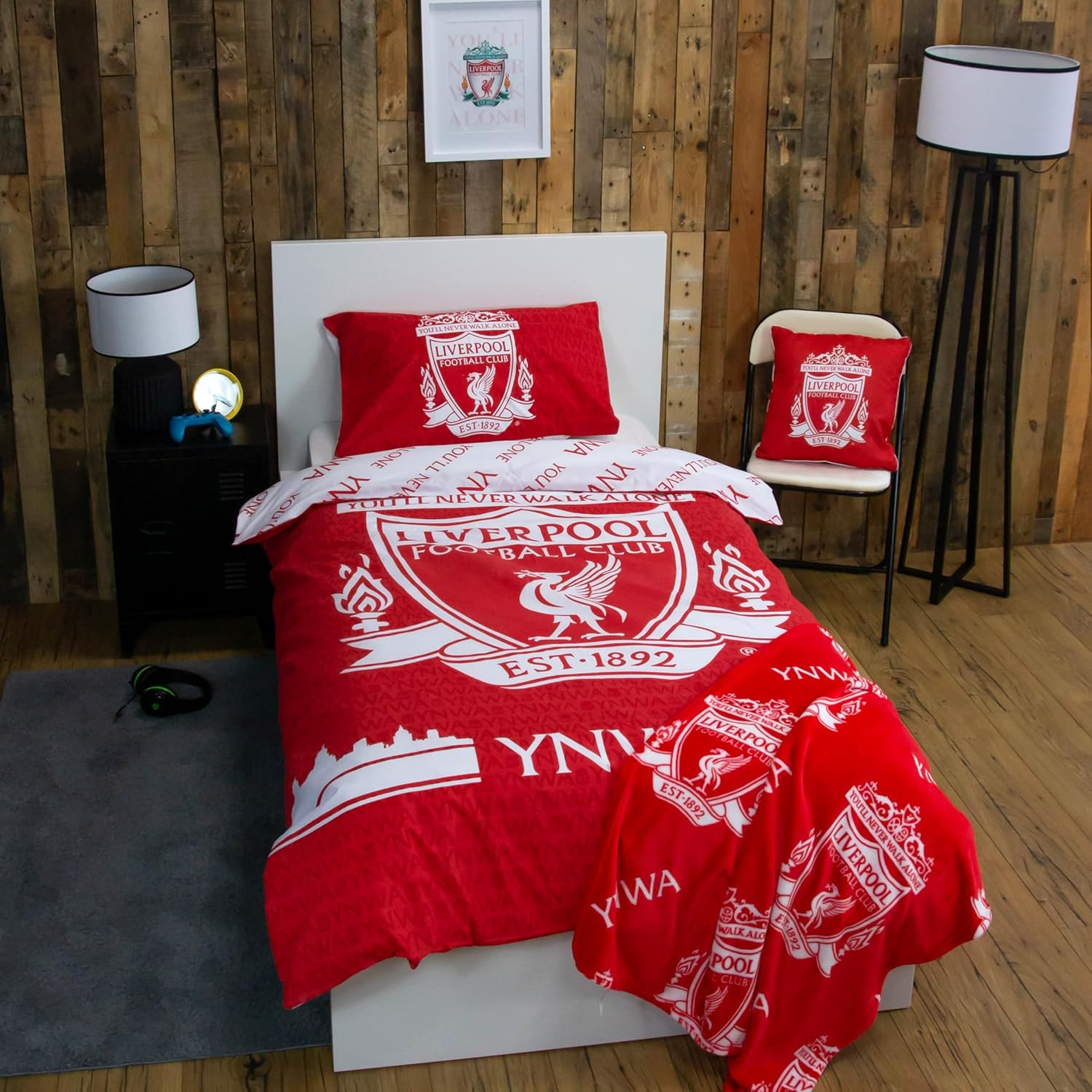 Liverpool FC Character World Official Single Duvet Cover Set, Tone Design | Red Reversible 2 Sided Football Bedding Cover Official Merchandise Including Matching Pillow Case