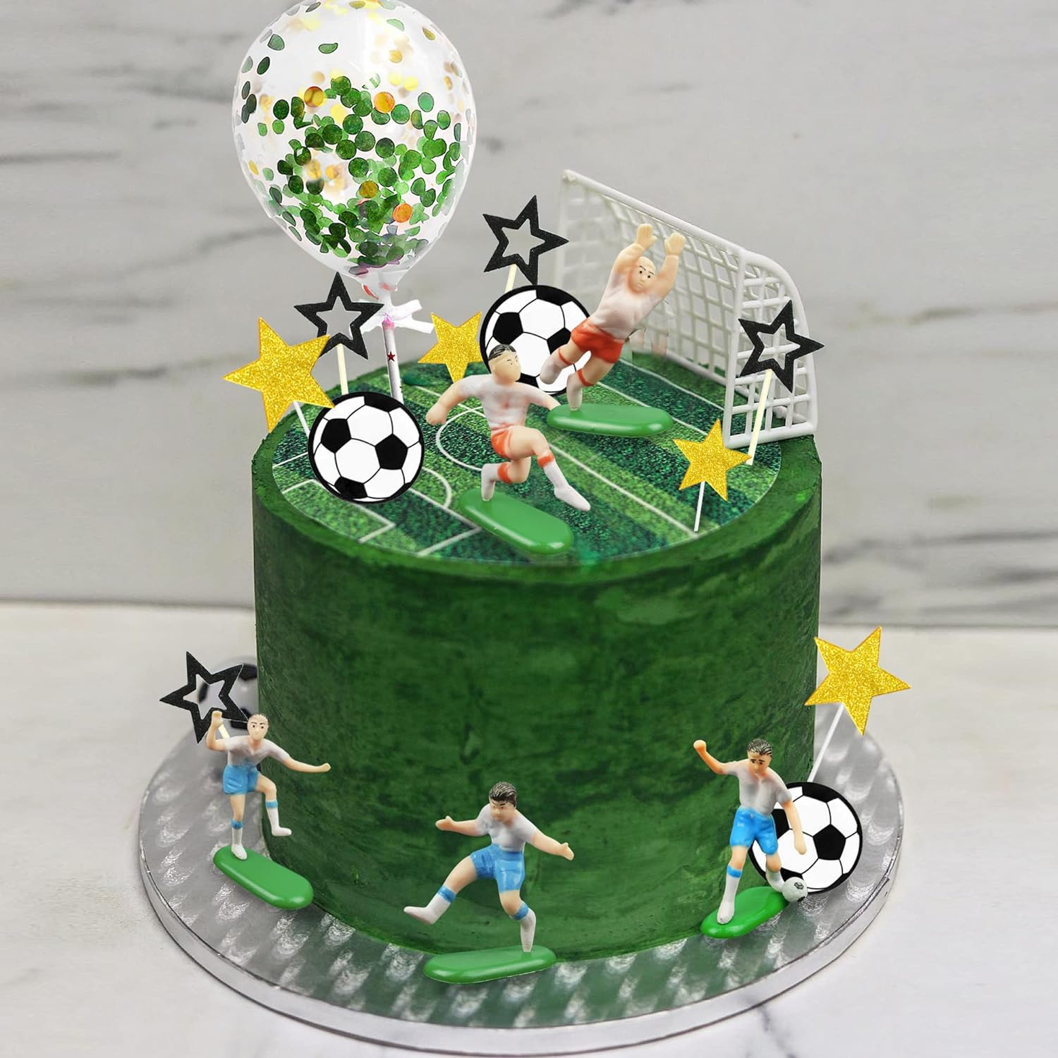 Soccer Cake Topper Soccer Ball Player Cake Decorations for Men Boy Soccer Birthday Party Sport Party Supplies (Multicolour) image number 5