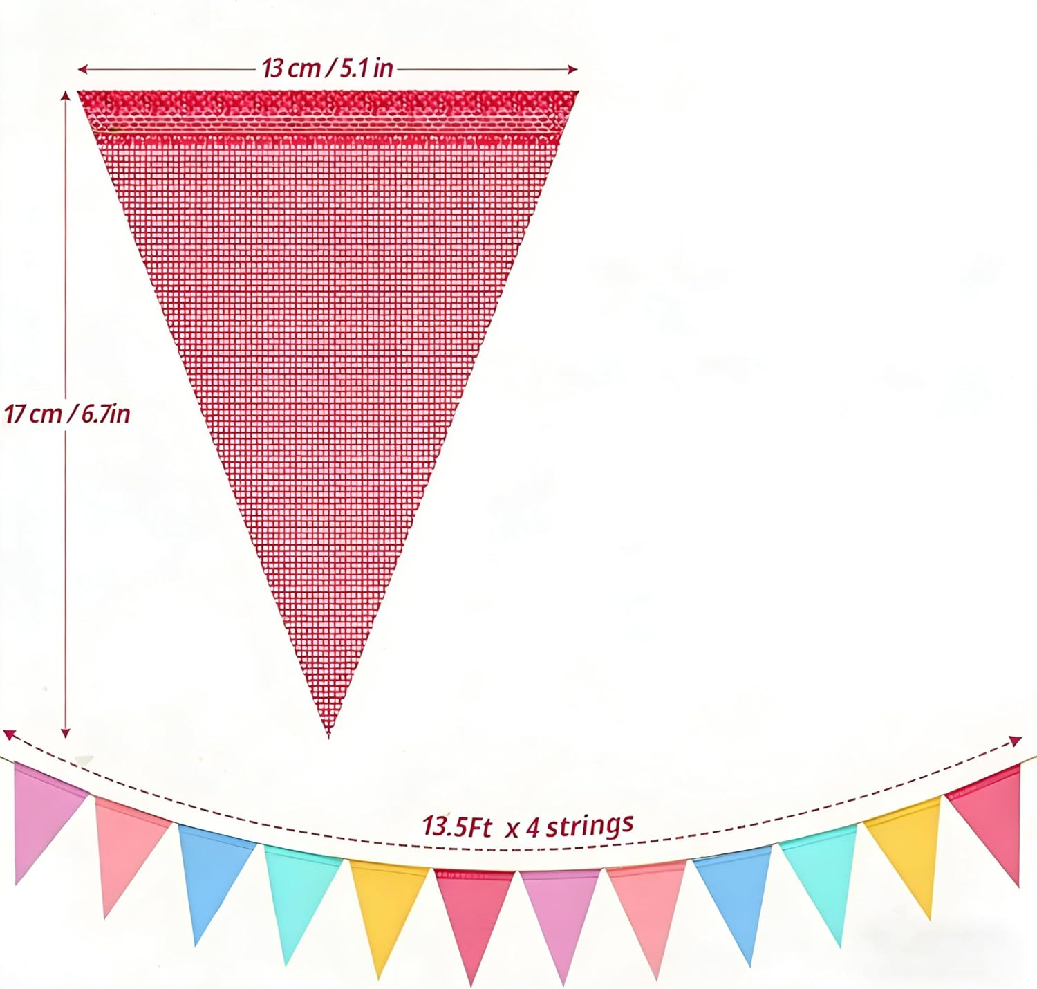 Colorful Pennant Flags Banner Imitated Burlap Bunting Banner Pastel Decor Fabric Triangle Flag for Party Decoration，Classroom Birthday Spring Graduation Festival Wedding Decoration，48 Pcs image number 1