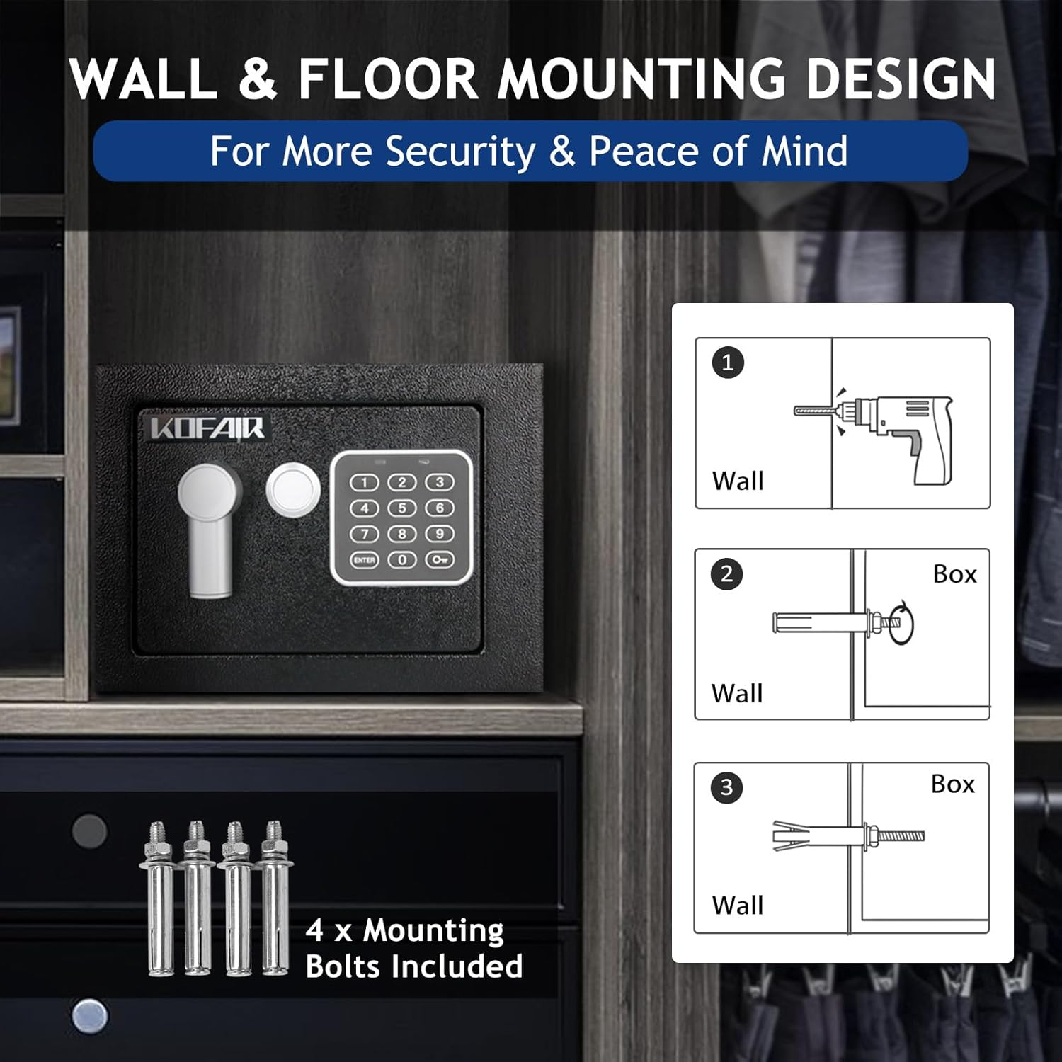 Small Safe Box Home Safe, Personal Safe Box Money Safe, Steel Mini Safe Box Keys, Digital Safety Box Sensor Light, Money Lock Box Fireproof Money Bag (0.23 Cubic Feet) KF - SAB - B01 Red image number 5