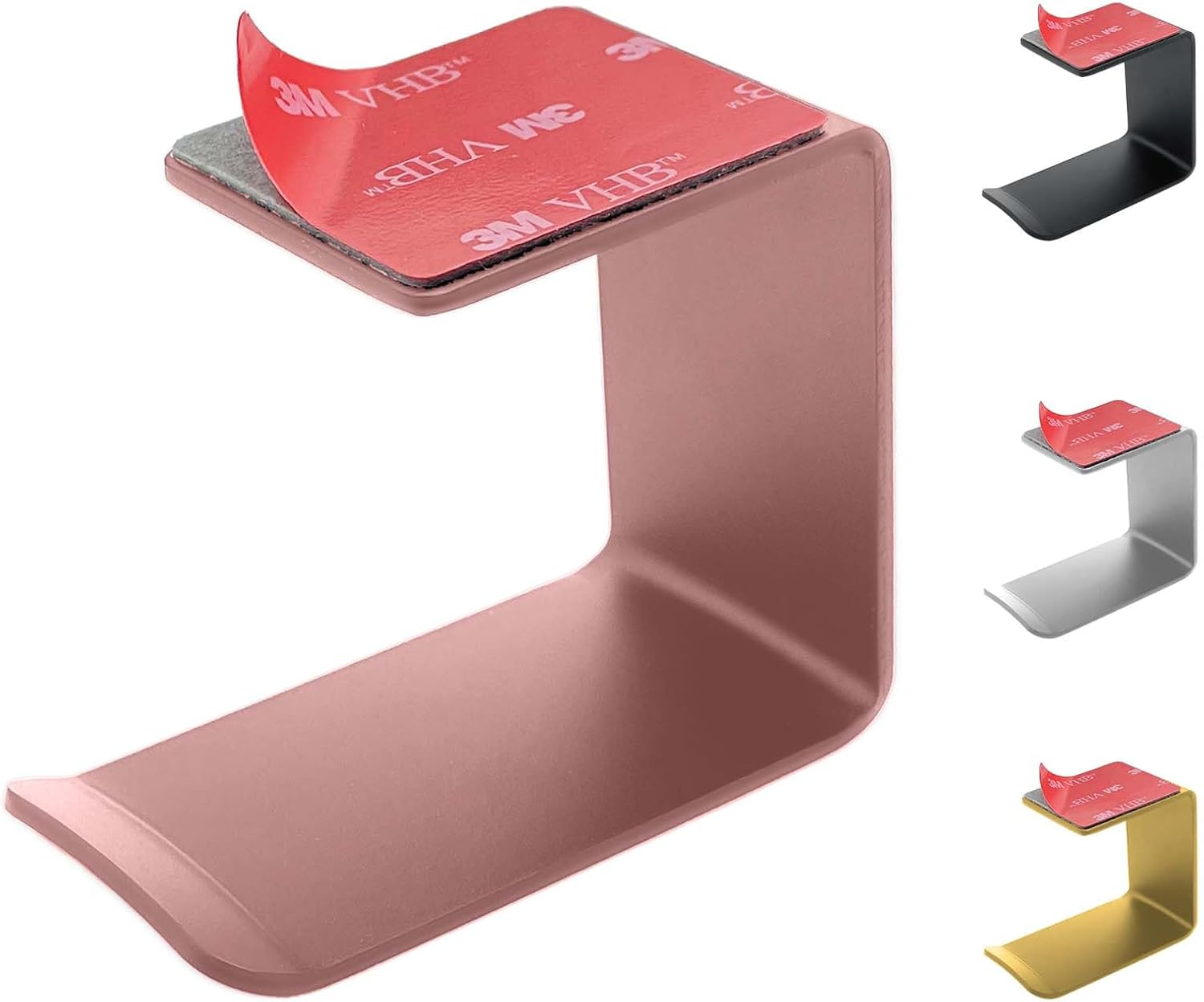 Aluminum Under-Desk Headphone Hook 2 Pack, with Strong Adhesive VHB Tape, Holds 5 Lbs (Black) image number 4