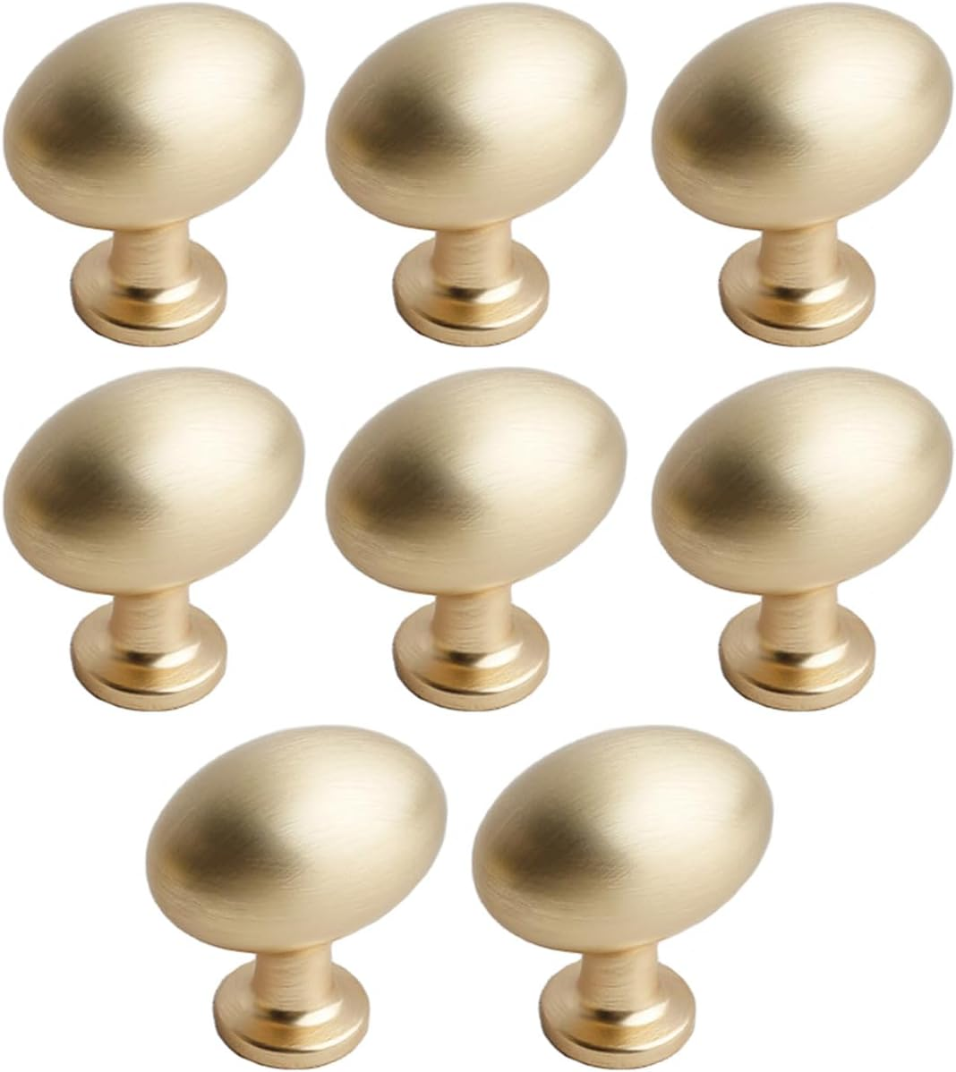 8 Pack Gold Cabinet Knobs 1.3" Brushed Gold Egg Drawer Knobs Zinc Alloy Single Hole Pulls for Dresser 33Mm Oval Cupboard Handles for Kitchen Wardrobe Cabinet Bathroom Hardware (8, Brushed Gold) - 4, Bright Silver image number 7