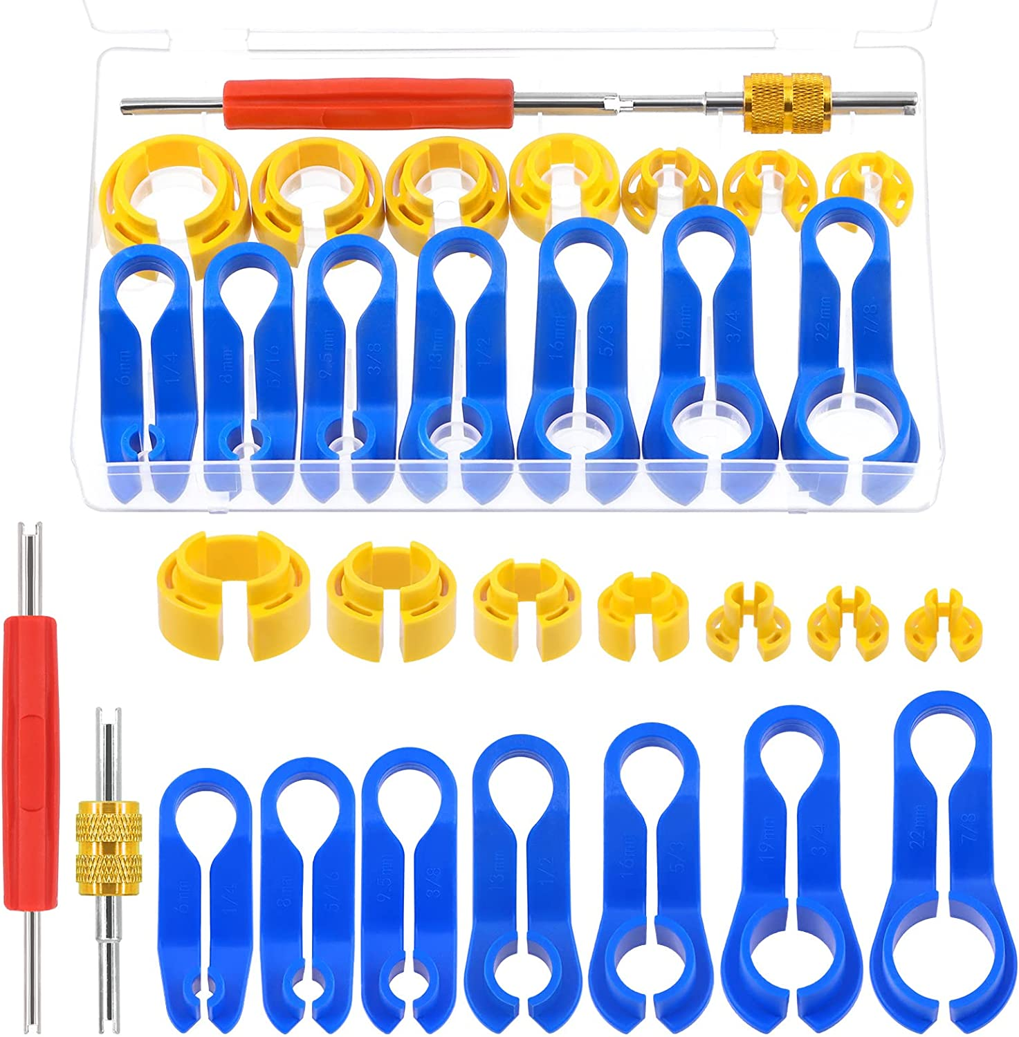 Glarks 16Pcs Fuel Line Disconnect Removal Tool Set Compatible with Most Ford/Gm/Chrysler/Mazda Includes 1/4 5/16 3/8 1/2 5/8 3/4 7/8 Inch Master Quick Disconnect Tool image number 5