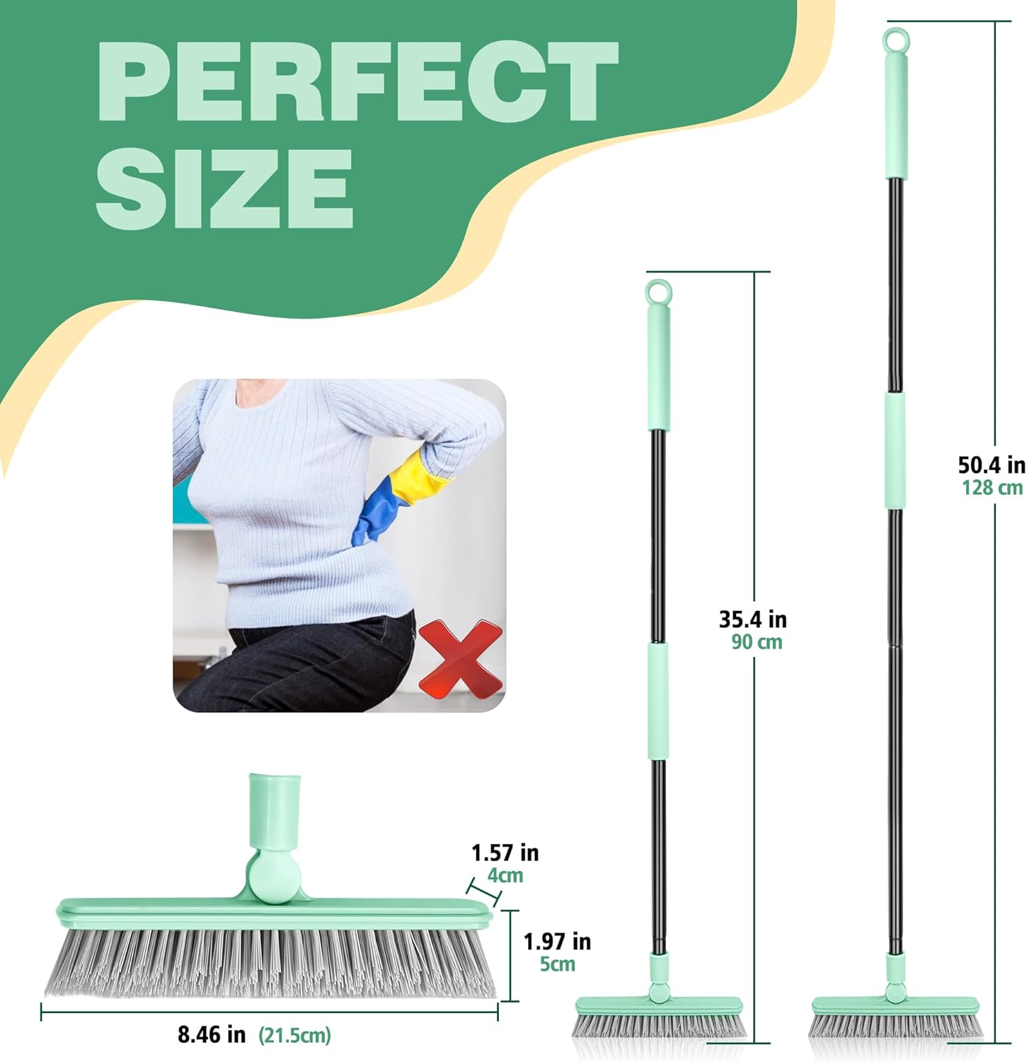 Grout Brush for Tile Floors, Swivel Shower Broom Scrubber with 50 Inches Long Handle for Cleaning Bathroom Gaps Baseboard Corner Nooks Crannies