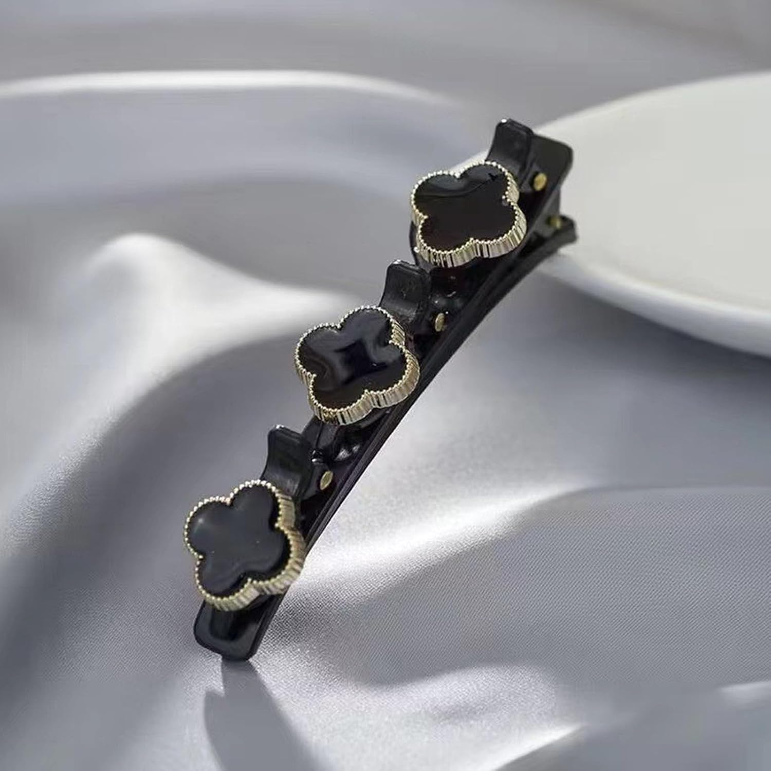 Braided Hair Clips with Sparkling Crystal Stone and 3 Small Clips Pearl-Shaped Hairpin Duckbill Clip Braided Hair Clip with Rhinestones for Women as a Gift (Style: I) image number 4