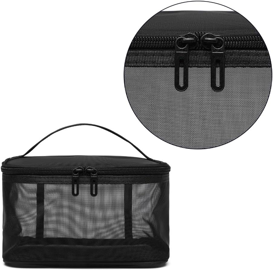 DDPOND Makeup Bag Nylon Mesh Toiletry Bags Single/Double Layer Cosmetic Brush Organizer Pouch Waterproof Case for Personal Care