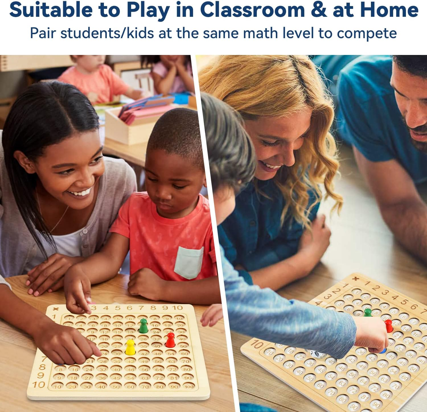 BAKAM Wooden Multiplication Board Math Game for Kids 8-12, Math Manipulatives Set with 100PCS Flash Cards for Kids 6-8 Years Old, Montessori Counting Toy for Boys Girls Preschool Learning image number 5