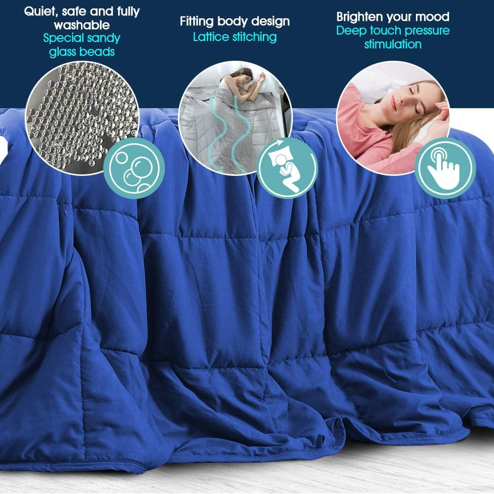 Dreamz 7 Kg Adults anti Anxiety Deep Relax Gravity Weighted Blanket, Royal Blue image number 2