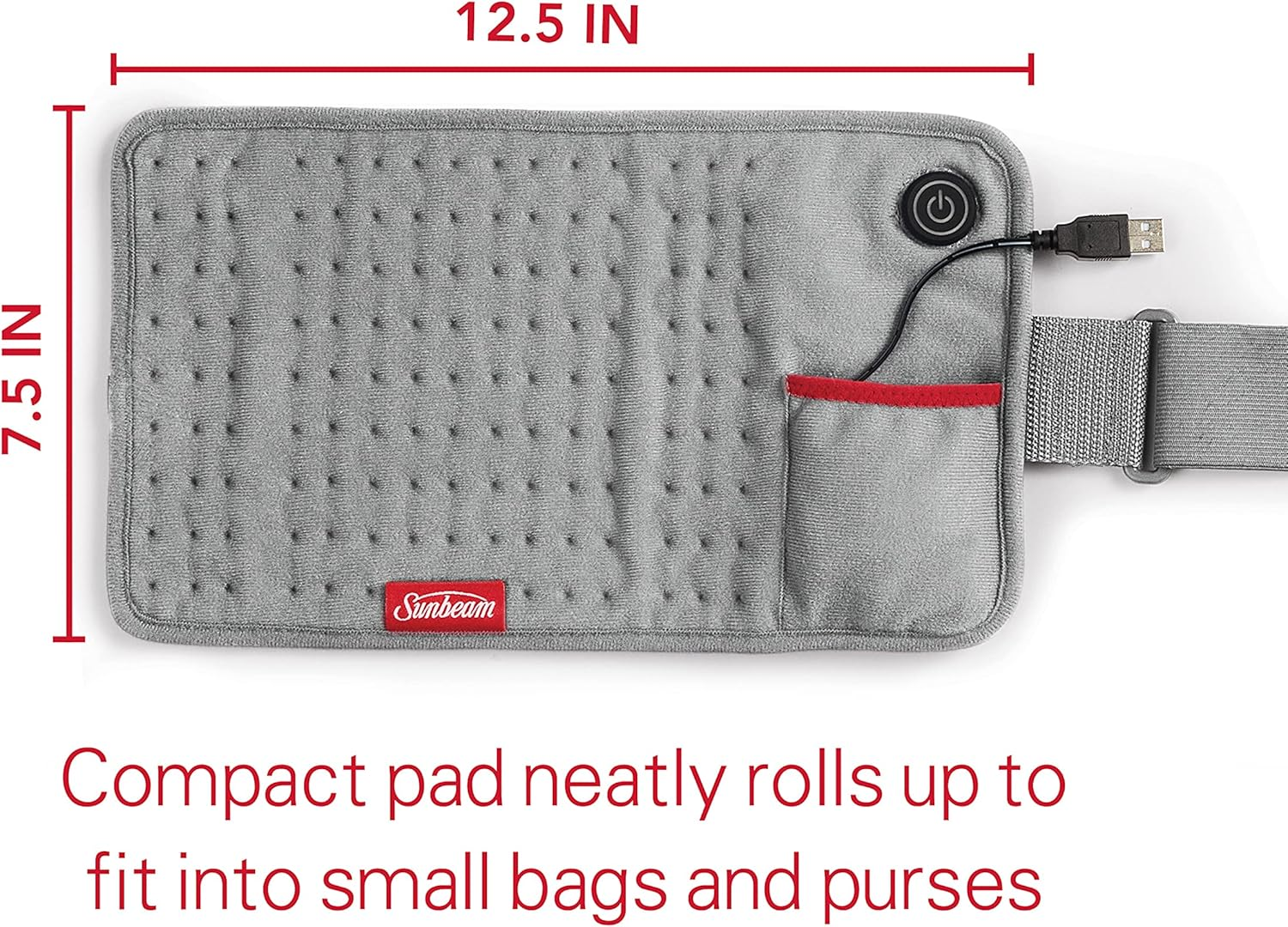 Sunbeam Goheat USB Powered Heating Pad, Gray image number 3