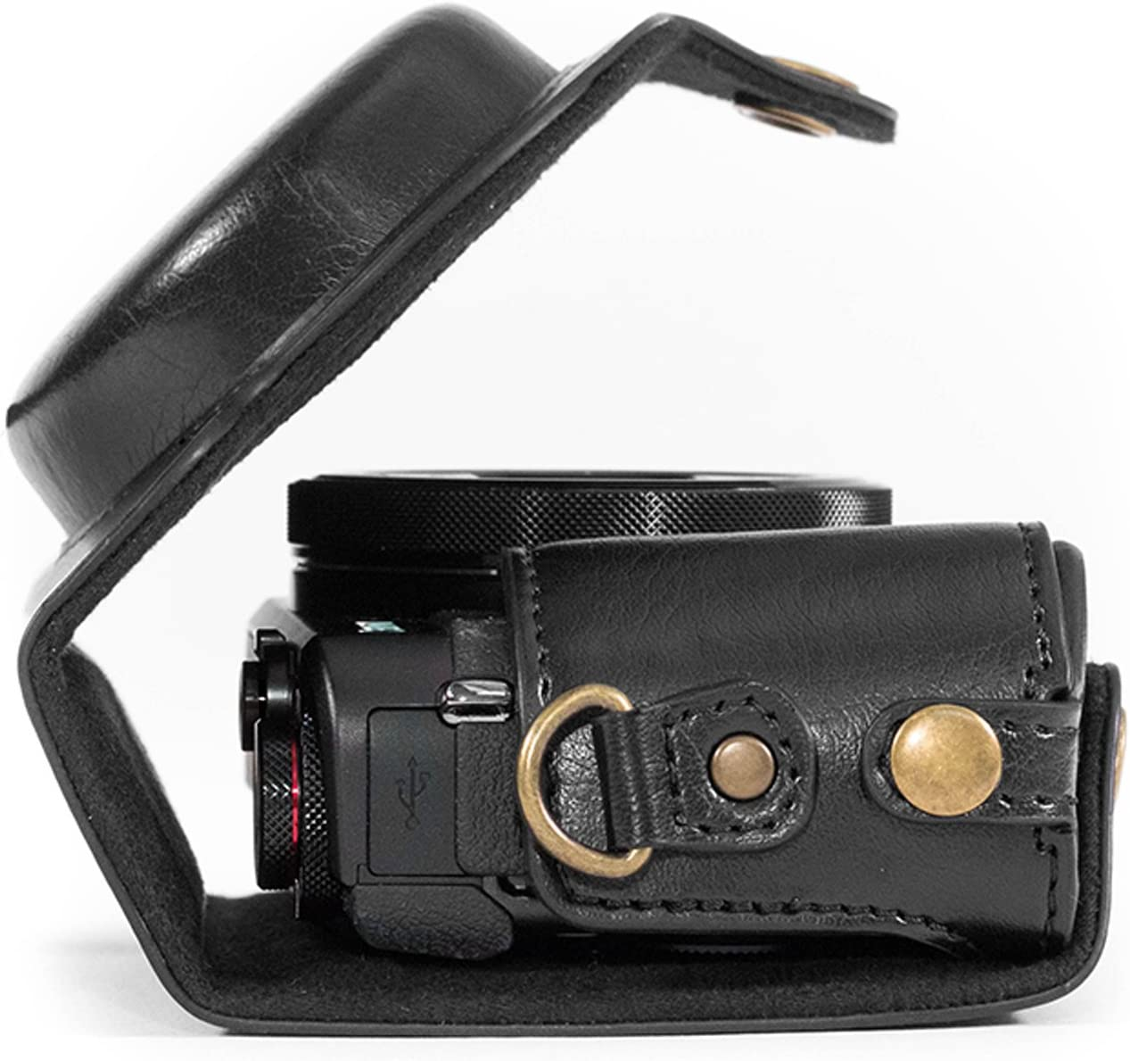 Megagear Canon Powershot G7 X Mark II Ever Ready Leather Camera Case and Strap, with Battery Access - Black - MG975 image number 5
