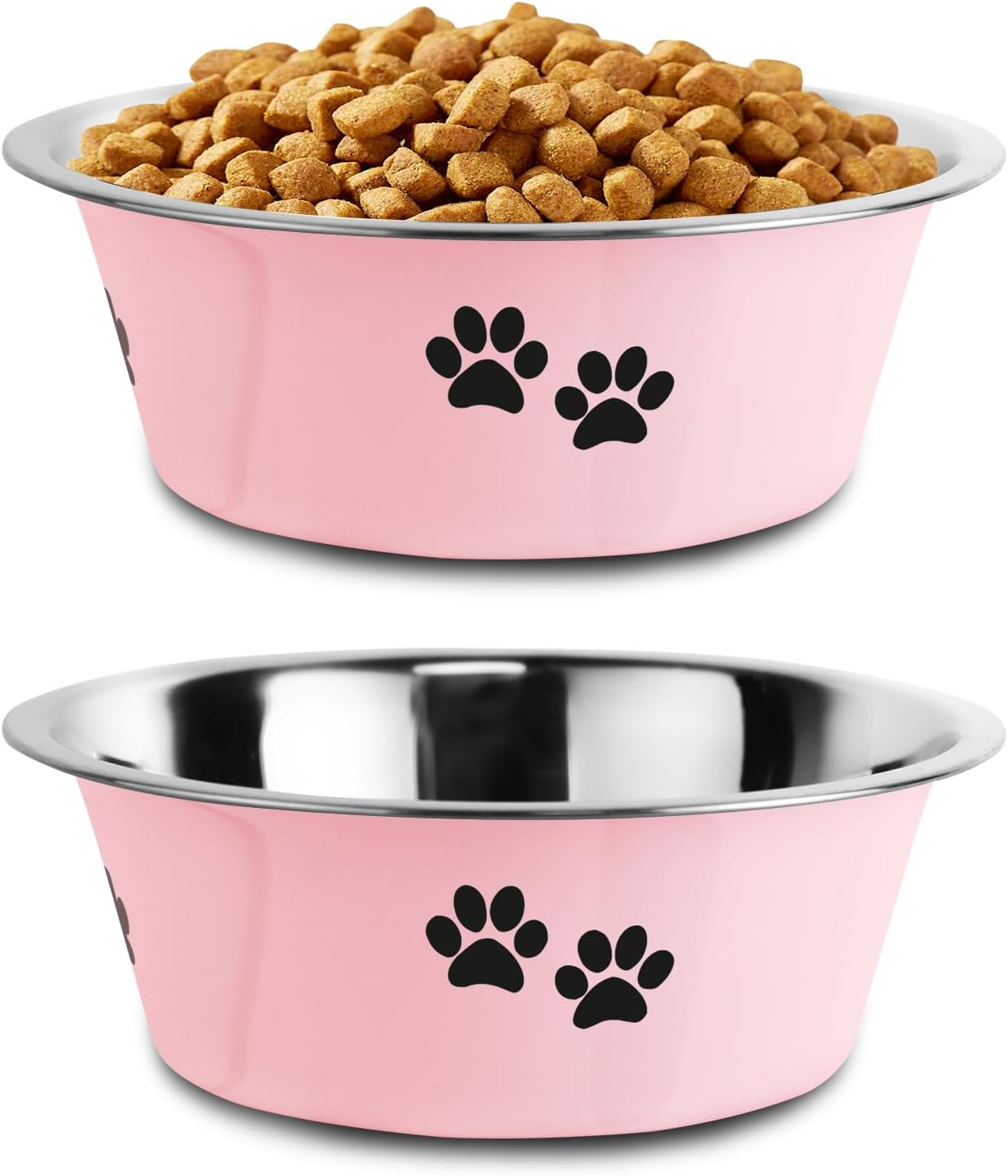 Stainless Steel Dog Bowls, Nonslip Rubber Bottom No Spill Proof Skid Metal Insulated Dog Bowls for Large Medium Small Breed Dogs (Pink, 3.6 Cups/29 OZ) image number 3