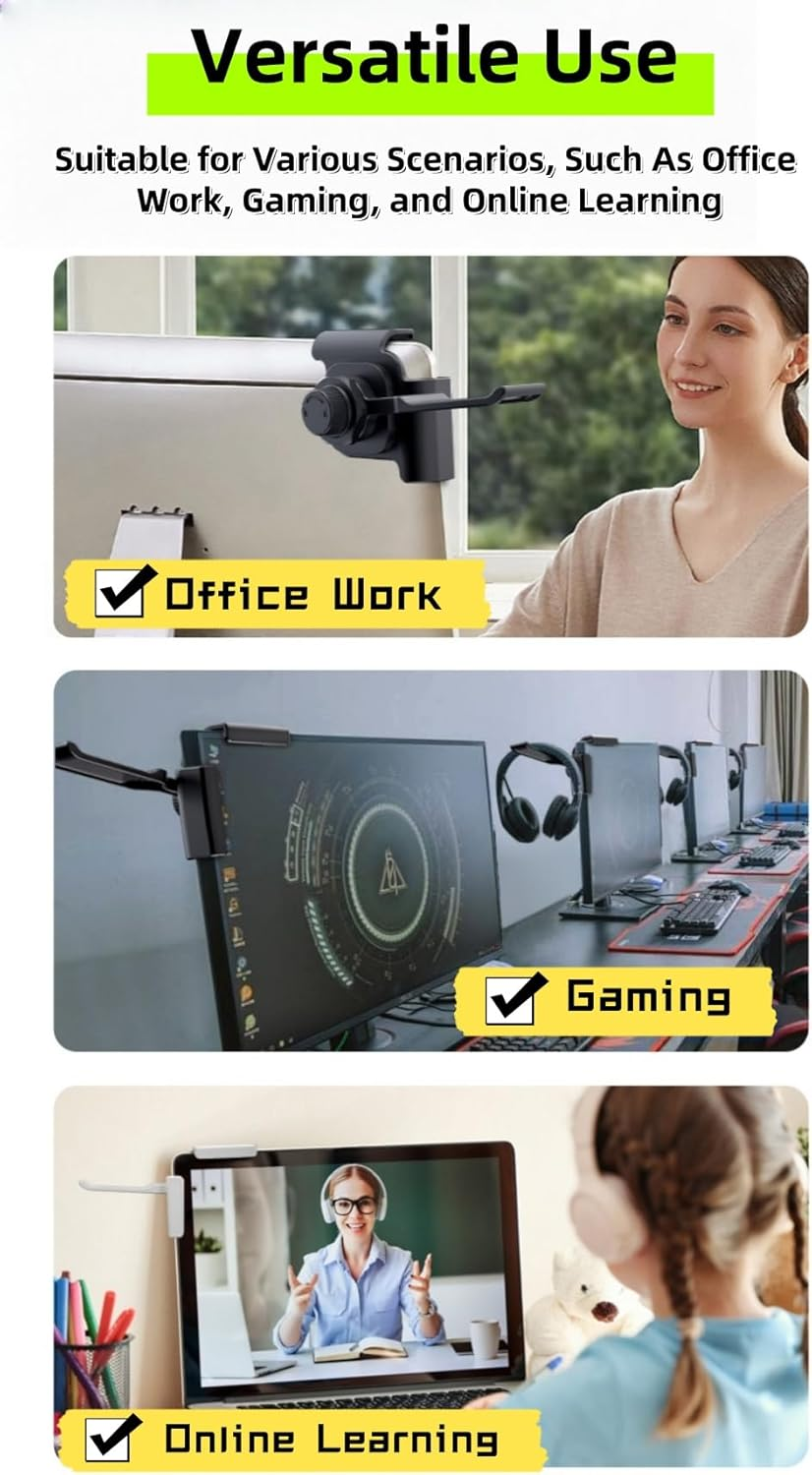 Wigmoa【1Pack】 Clamp-On Monitor Headphone Stand &ndash; Adjustable Headset Holder with 360&deg; Rotating Hook, Silicone Protection, Space-Saving Desk Organizer for Office, Gaming & Study YA-C (Black) image number 6