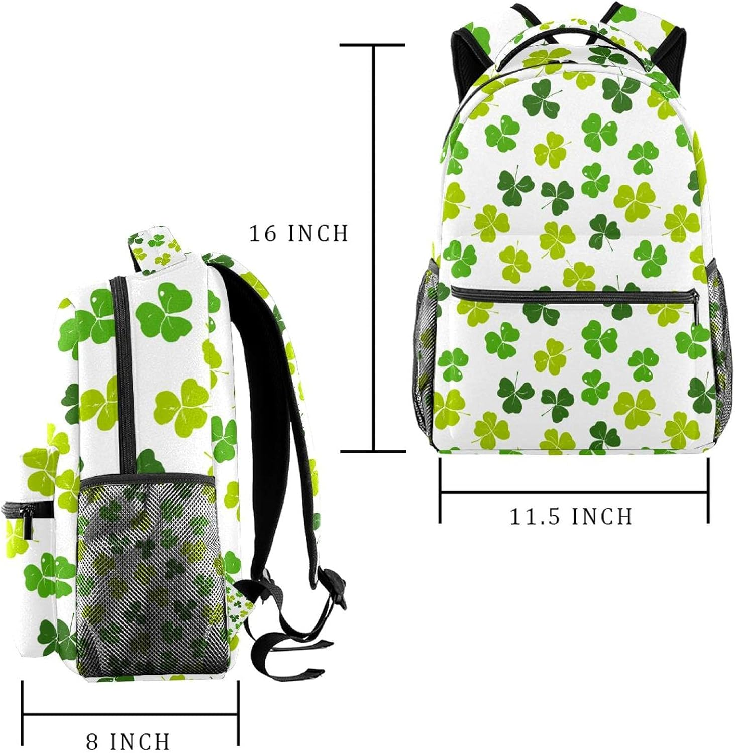 Lucky Clover Leaf Shamrock Backpack Students Shoulder Bags Travel Bag College School Tote Backpacks image number 3