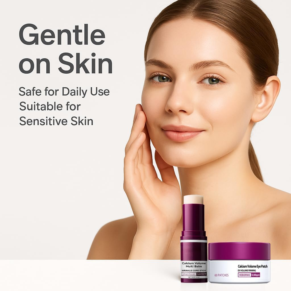 Eye Care Duo &ndash; Calcium Volume Multi Balm Stick + Hydrogel under Eye Patches 60Ea (30 Pairs), Hydrating & Smoothing Eyes Treatment, Gentle on Skin, Travel-Friendly image number 3